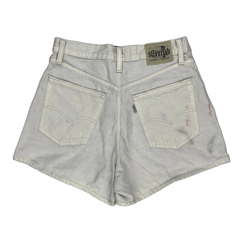 Levis Denim Shorts - 28W UK 8 White Cotton Refurbished - Thrifted (note: this is a term often used to describe second- refurbished available on Cerqular