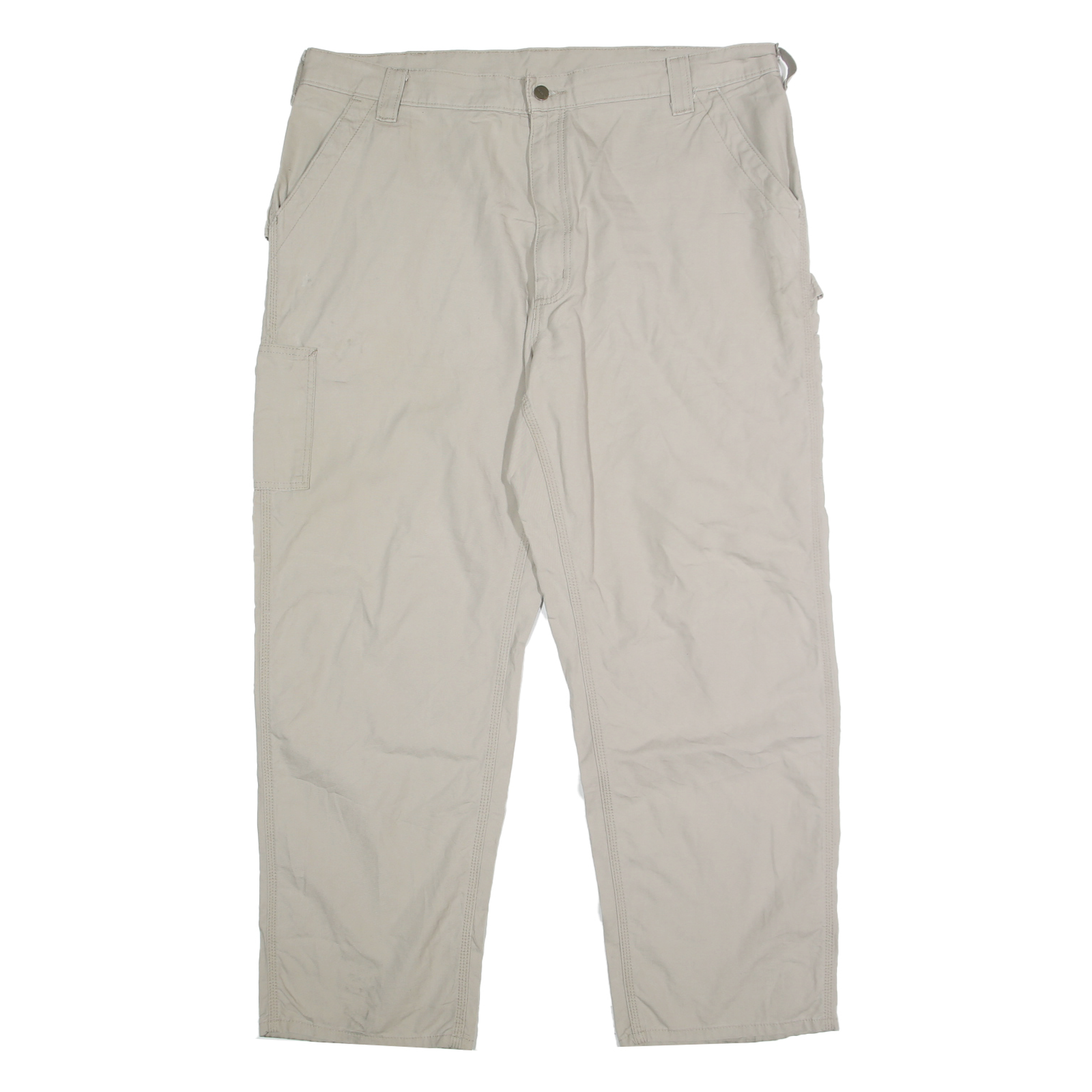 CARHARTT Mens Cotton Beige Relaxed Straight Trousers W42 L32 Workwear Casual Refurbished - N/A refurbished available on Cerqular