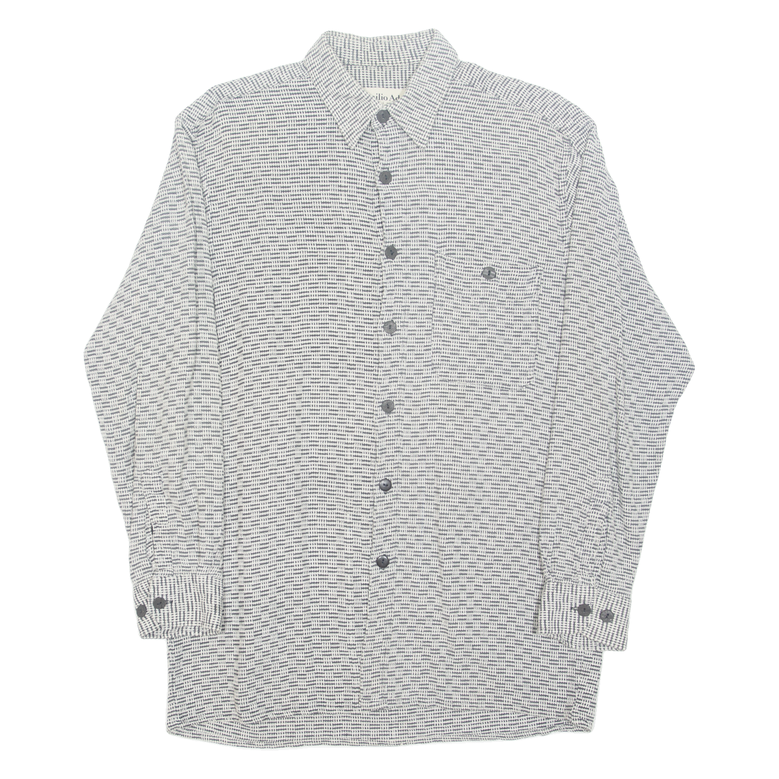 EMILIO ADANI Mens Shirt Grey Check Long Sleeve M Refurbished - N/A refurbished available on Cerqular