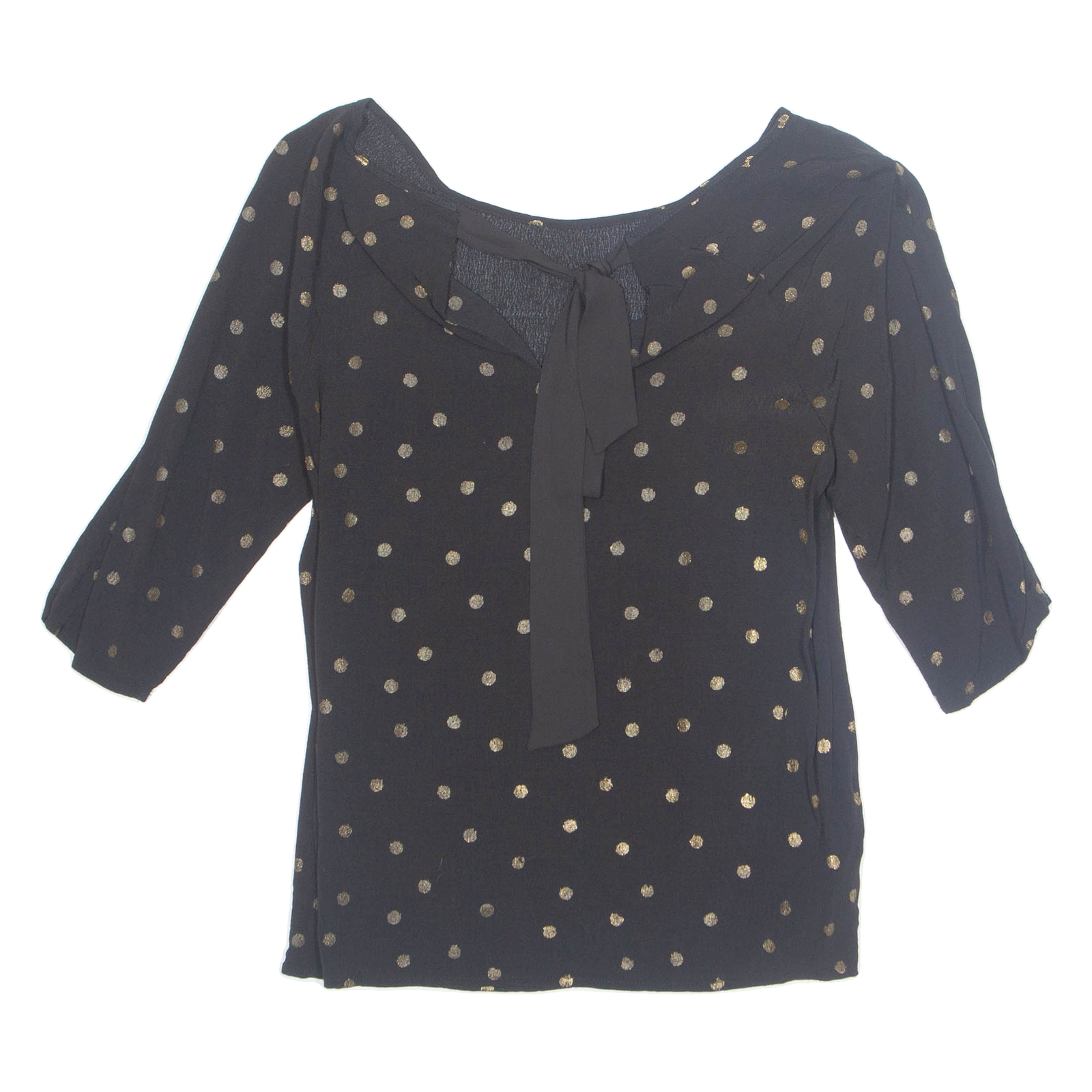 Womens Printed Blouse Black Long Sleeve Spotted L Refurbished - N/A refurbished available on Cerqular