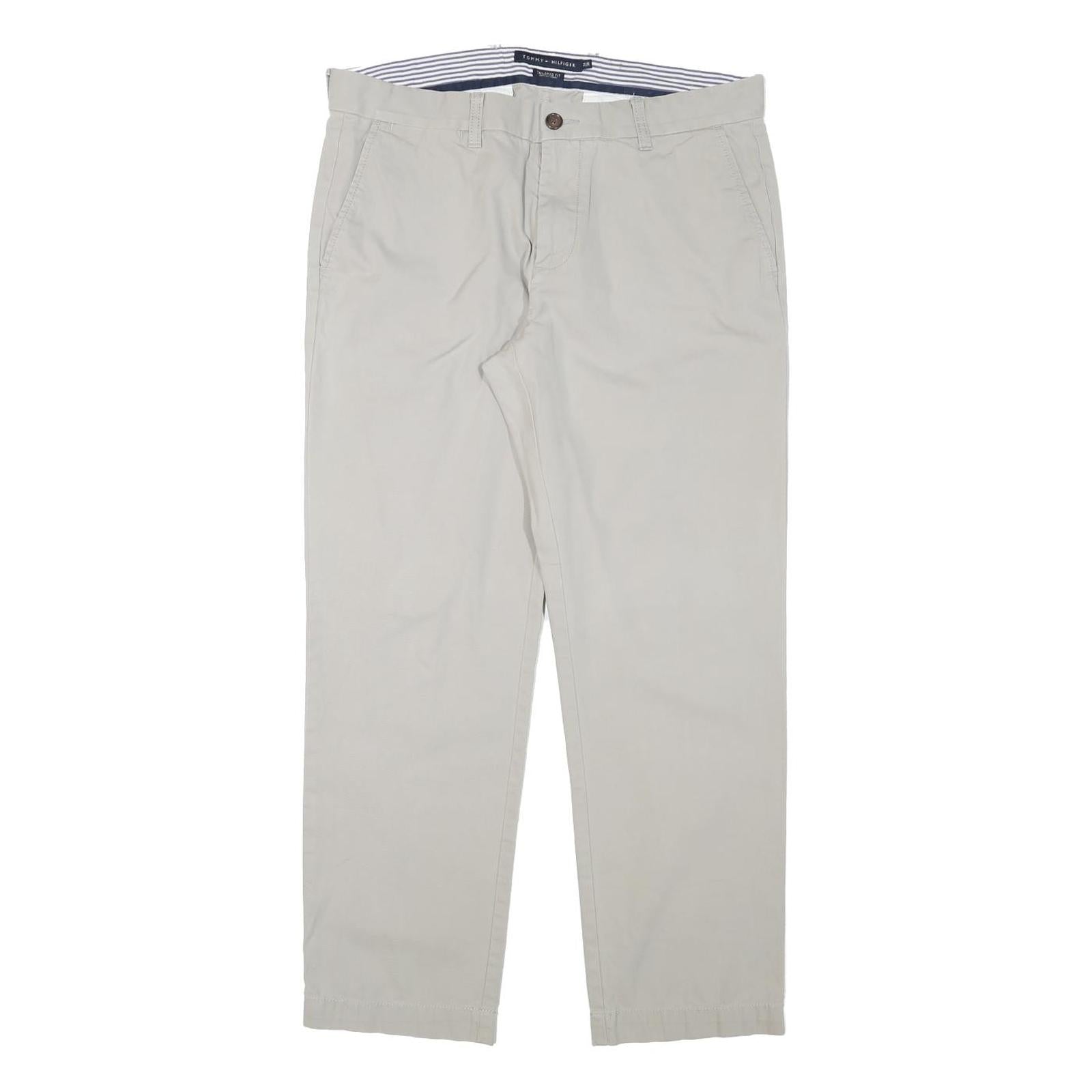 TOMMY HILFIGER Mens Regular Beige Cotton Blend Trousers W34 L30 Classic Zip Refurbished - N/A refurbished available on Cerqular