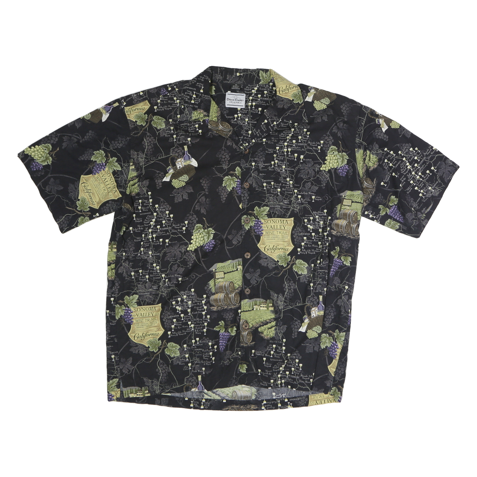DAVID CAREY Mens Black Sonoma Valley Wine Trail Cotton Shirt 2XL Refurbished - N/A refurbished available on Cerqular