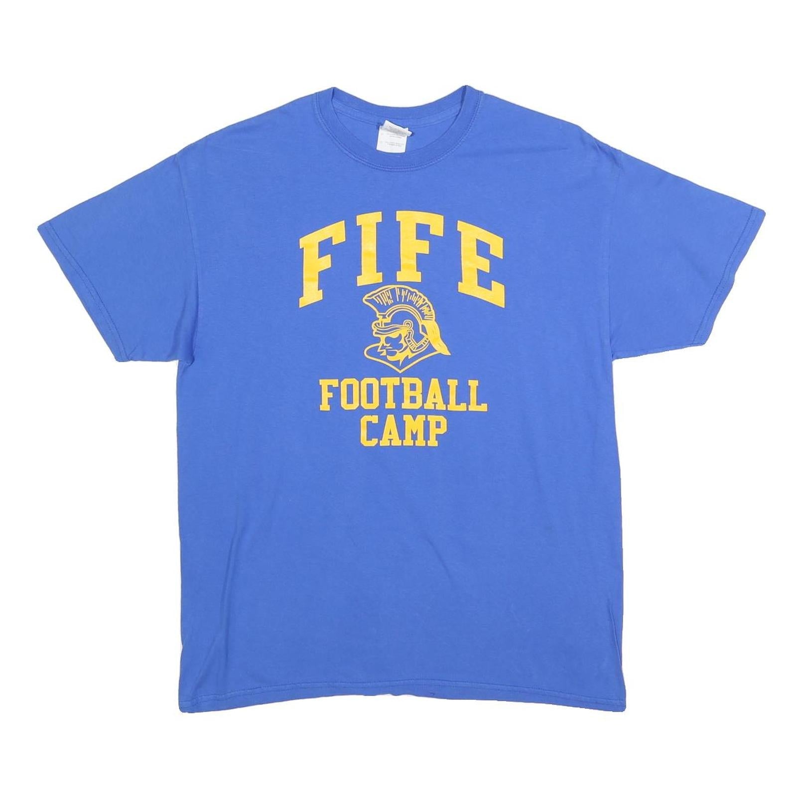 GILDAN Mens Blue Fife Football Camp T-Shirt L Short Sleeve Crew Neck Casual Refurbished - N/A refurbished available on Cerqular