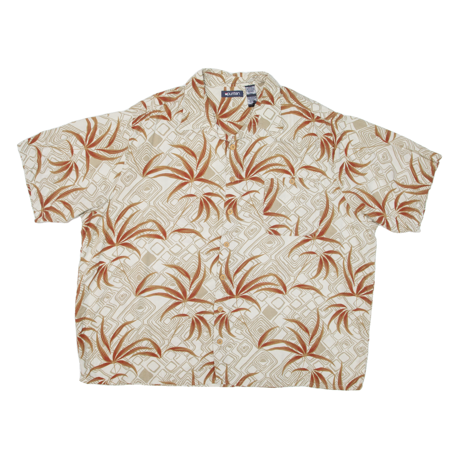 PURITAN Mens Hawaiian Shirt Beige Floral 2XL Refurbished - N/A refurbished available on Cerqular