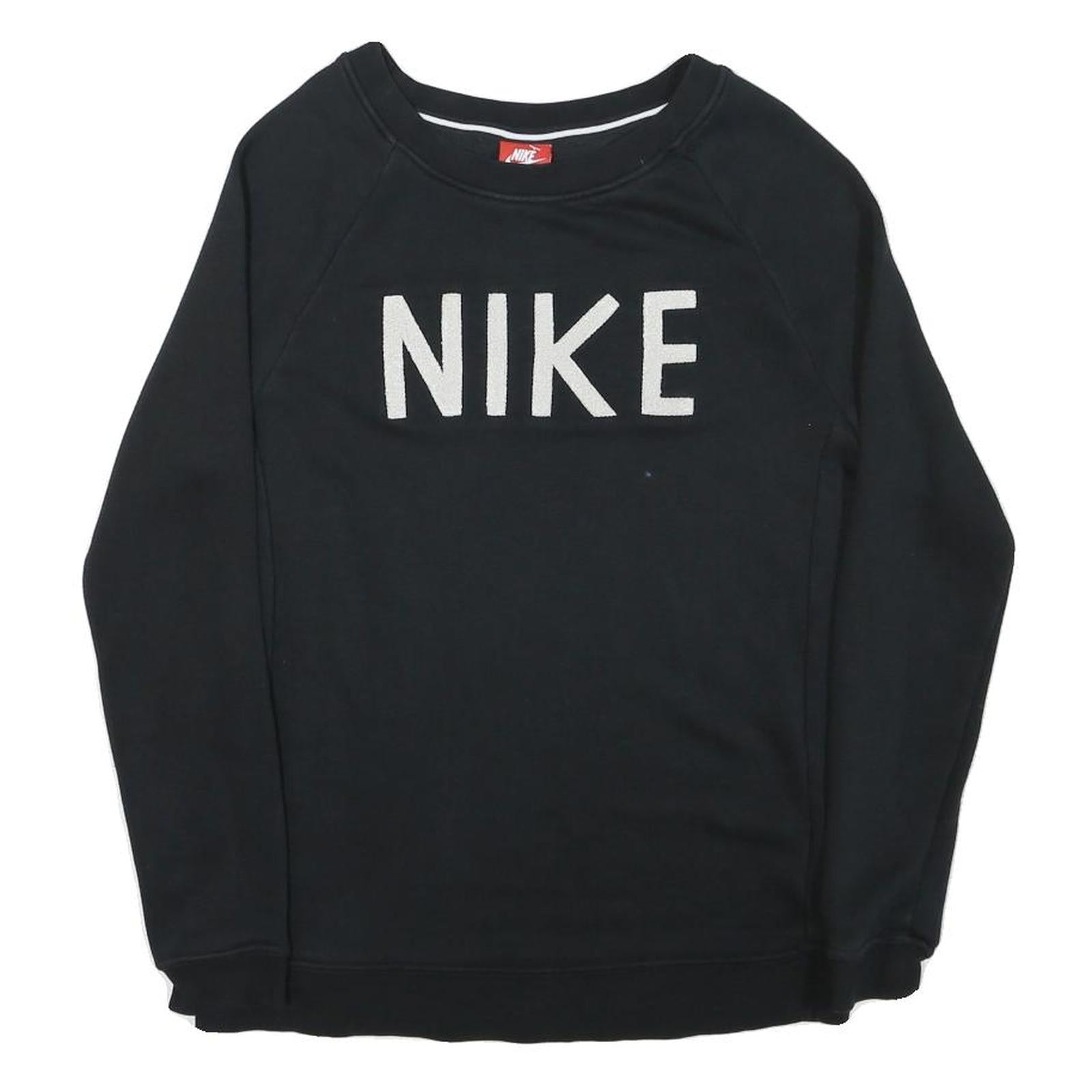 NIKE Mens Black Cotton Blend Crew Neck Sweatshirt XS Logo Printed Refurbished - N/A refurbished available on Cerqular