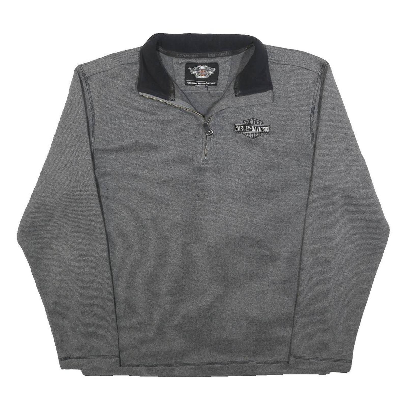 HARLEY DAVIDSON Mens Grey Plain Pullover Crew Neck Basic Knit M Jumper Polyester Refurbished - N/A refurbished available on Cerqular