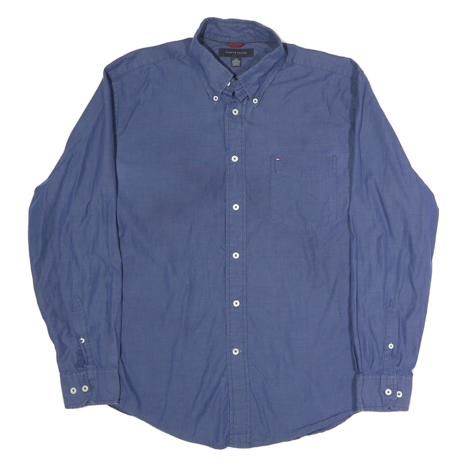 TOMMY HILFIGER Mens Blue Shirt L Button-Down Collar Long Sleeve Cotton Classic Refurbished - N/A refurbished available on Cerqular