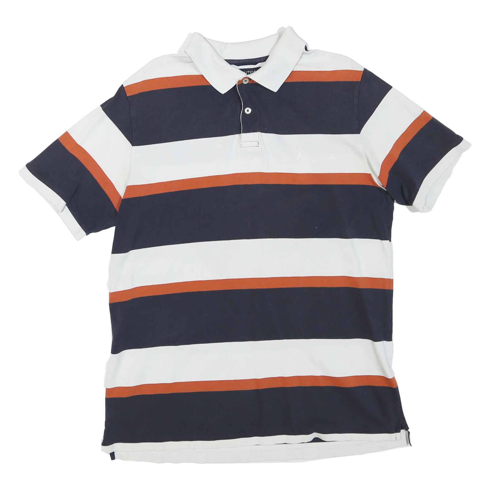 NAUTICA Mens Navy White & Rust Striped Cotton Blend Short Sleeve Polo Shirt M Refurbished - N/A refurbished available on Cerqular