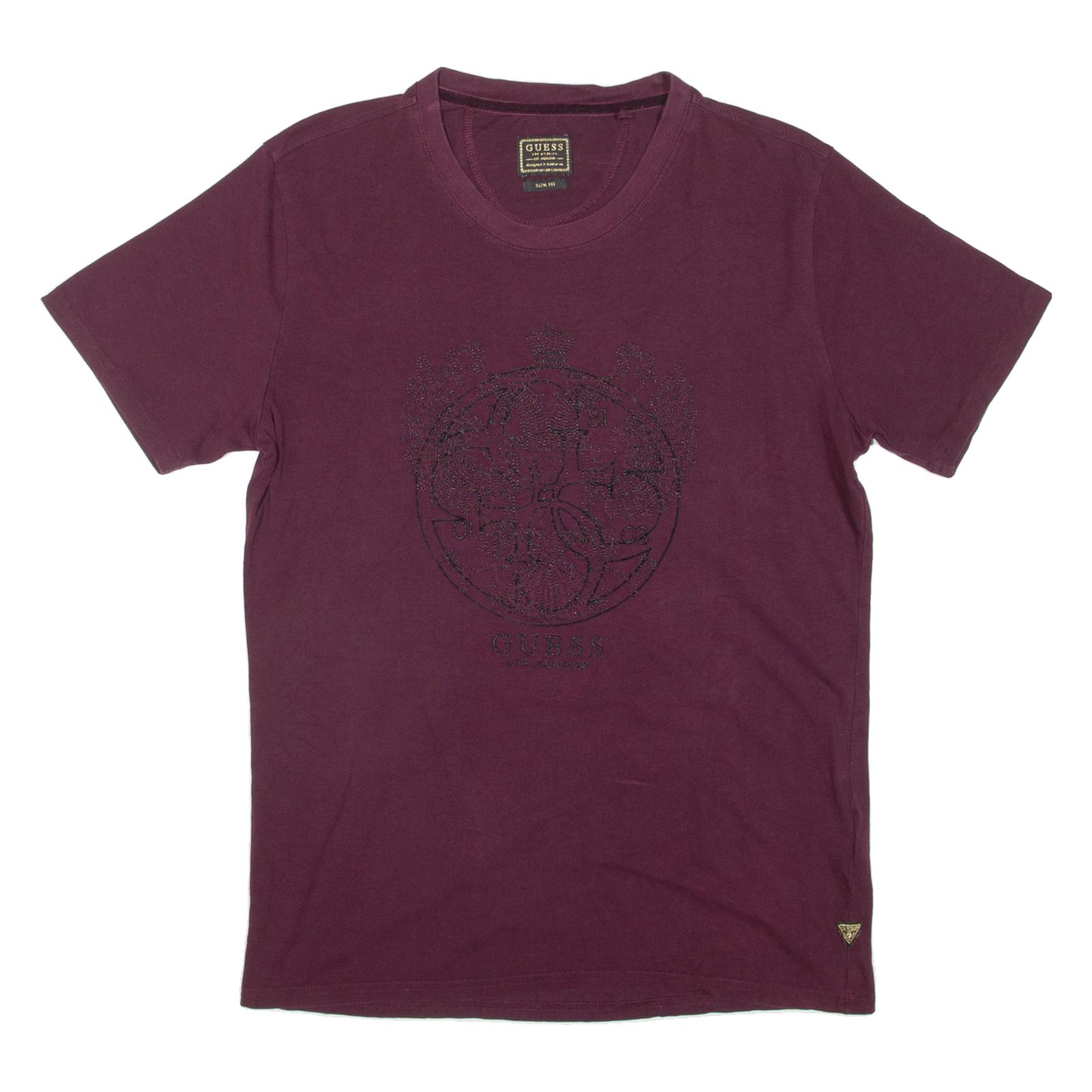 GUESS Slim Fit Womens T-Shirt Maroon Crew Neck M Refurbished - N/A refurbished available on Cerqular