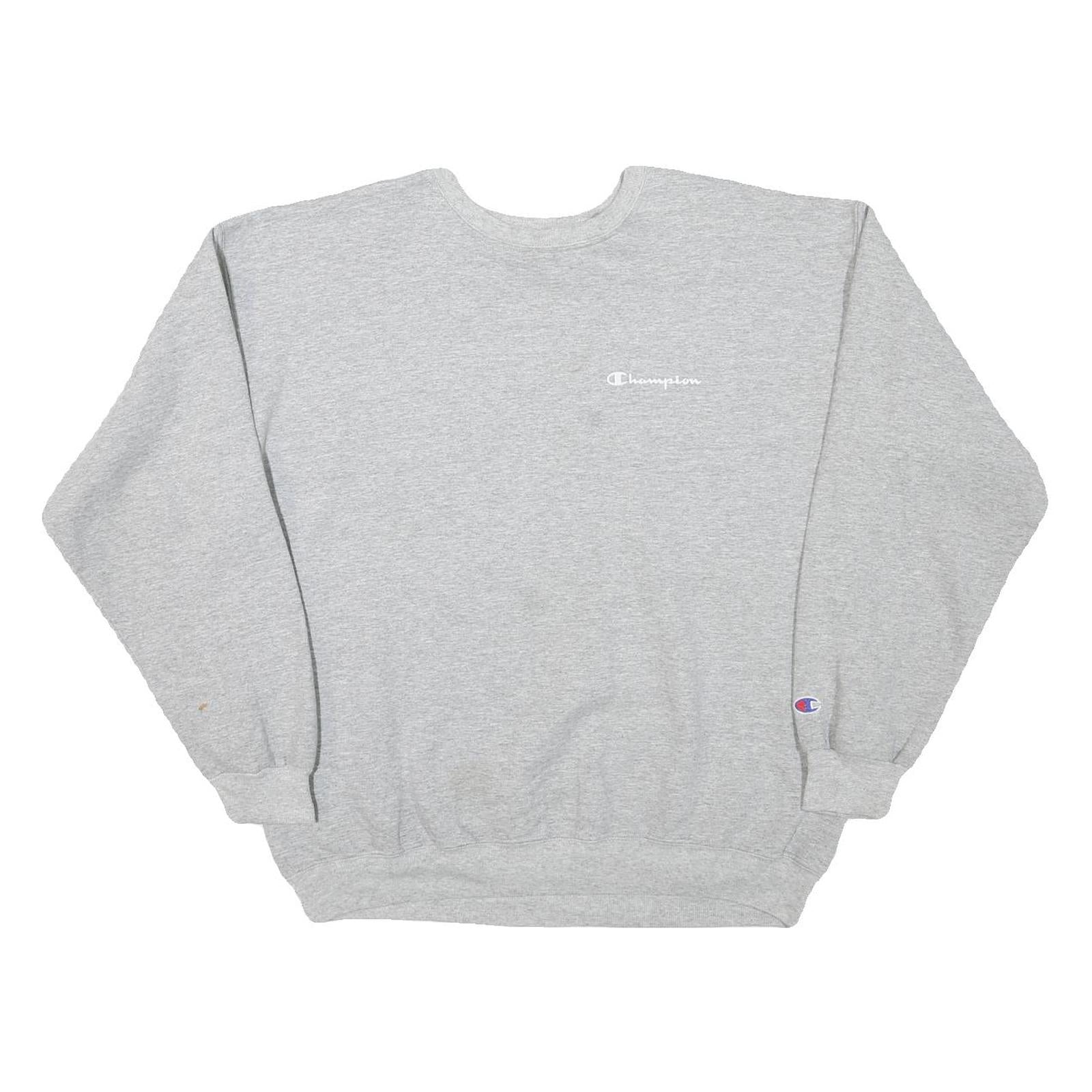 CHAMPION Mens Grey Cotton Blend Crew Neck L Sweatshirt Logo Embroidered Refurbished - N/A refurbished available on Cerqular