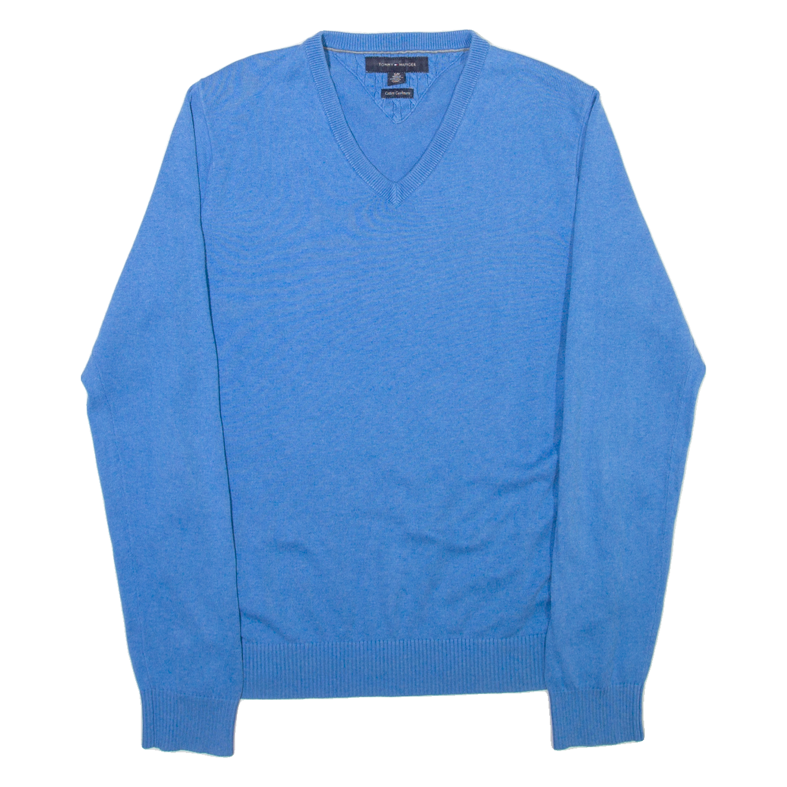 TOMMY HILFIGER Mens Jumper Blue V-Neck Tight Knit S Refurbished - N/A refurbished available on Cerqular