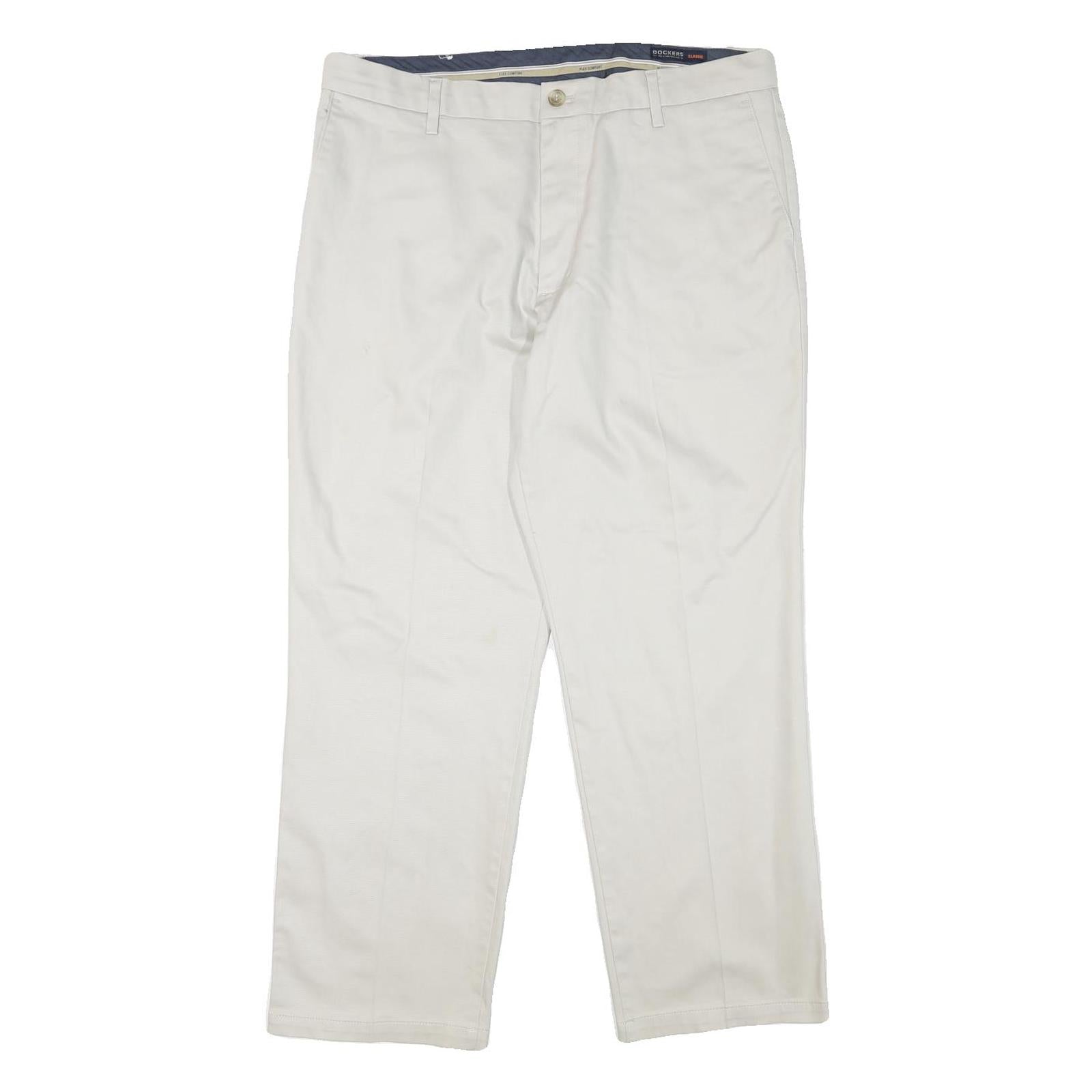 DOCKERS Mens Cotton Blend White Regular Straight Trousers W36 L28 Casual Smart Refurbished - N/A refurbished available on Cerqular
