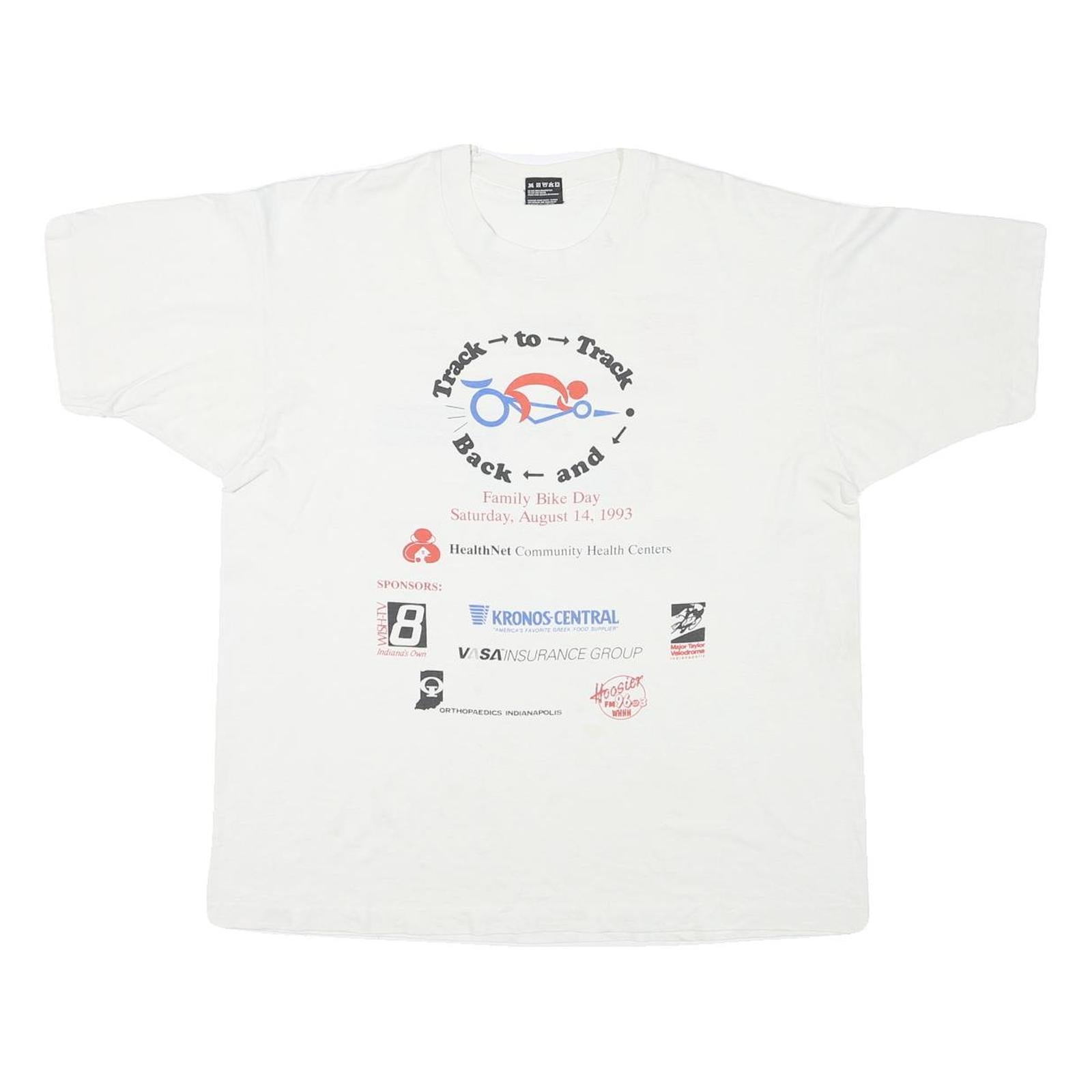 HANES Mens White Family Bike Day XL Short Sleeve Round Neck Printed T-Shirt Refurbished - N/A refurbished available on Cerqular