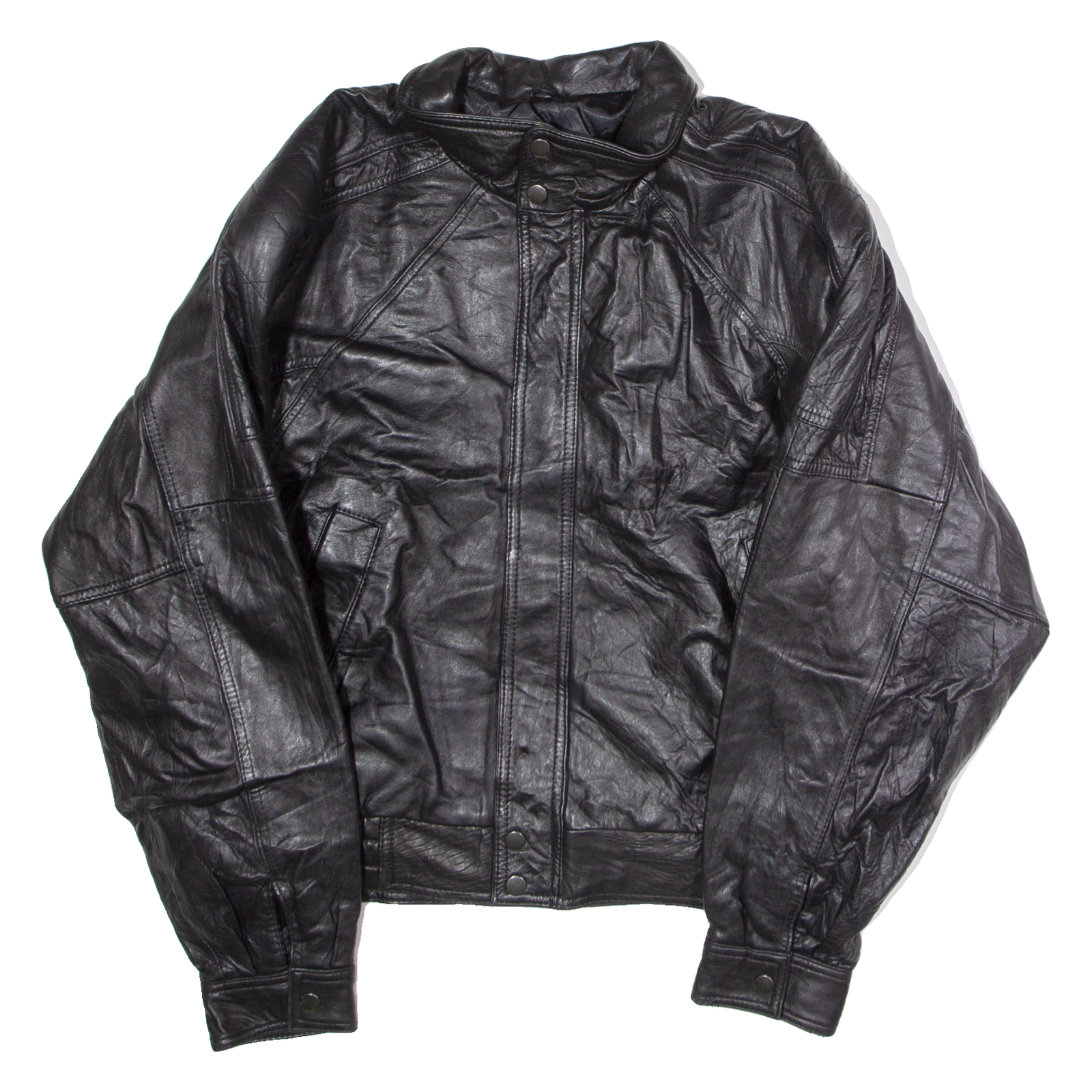 IOU Mens Jacket Black Leather 90s L Refurbished - N/A refurbished available on Cerqular