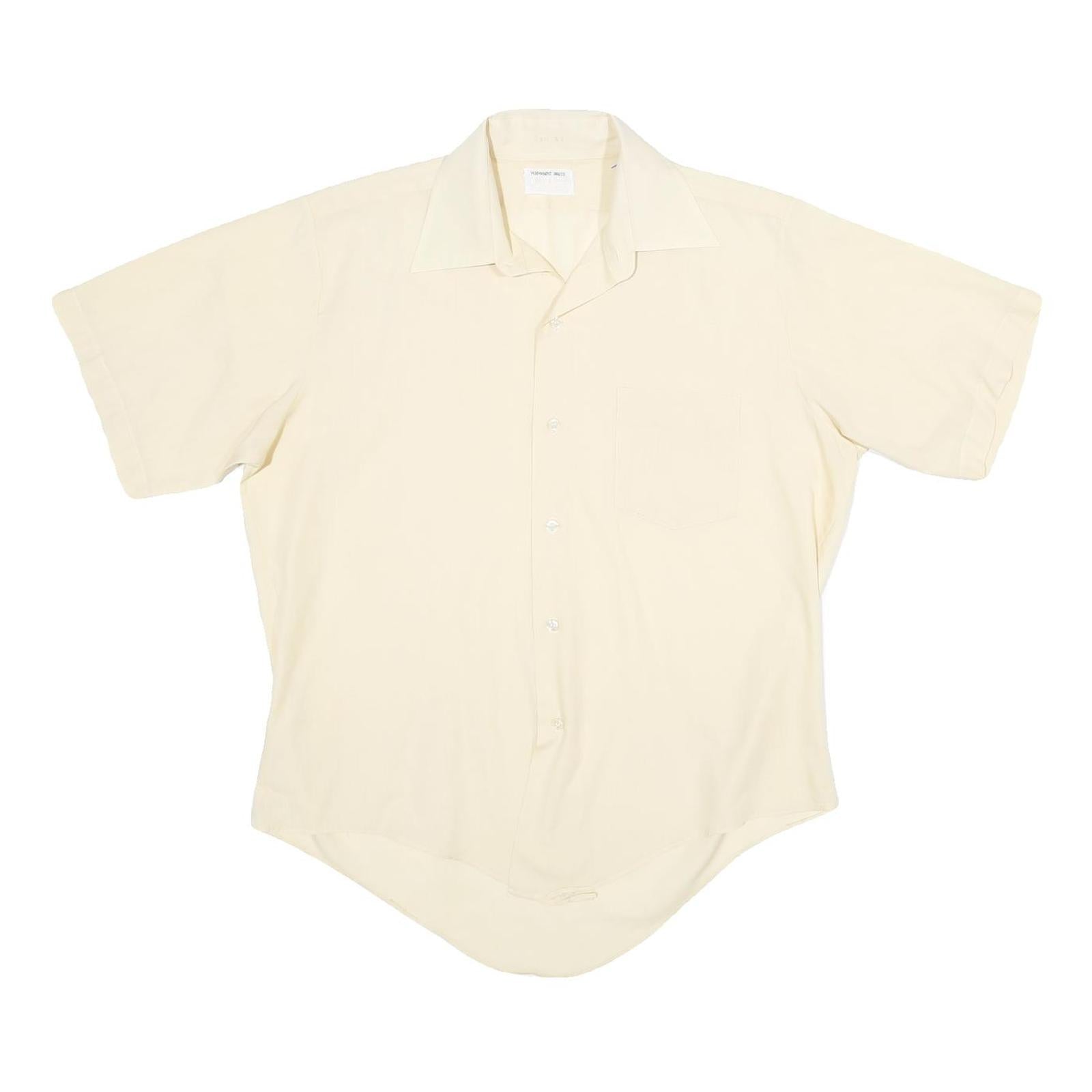 WEDGEFIELD Mens Cream Shirt L Casual Button Short Sleeve Polyester Blend Refurbished - N/A refurbished available on Cerqular