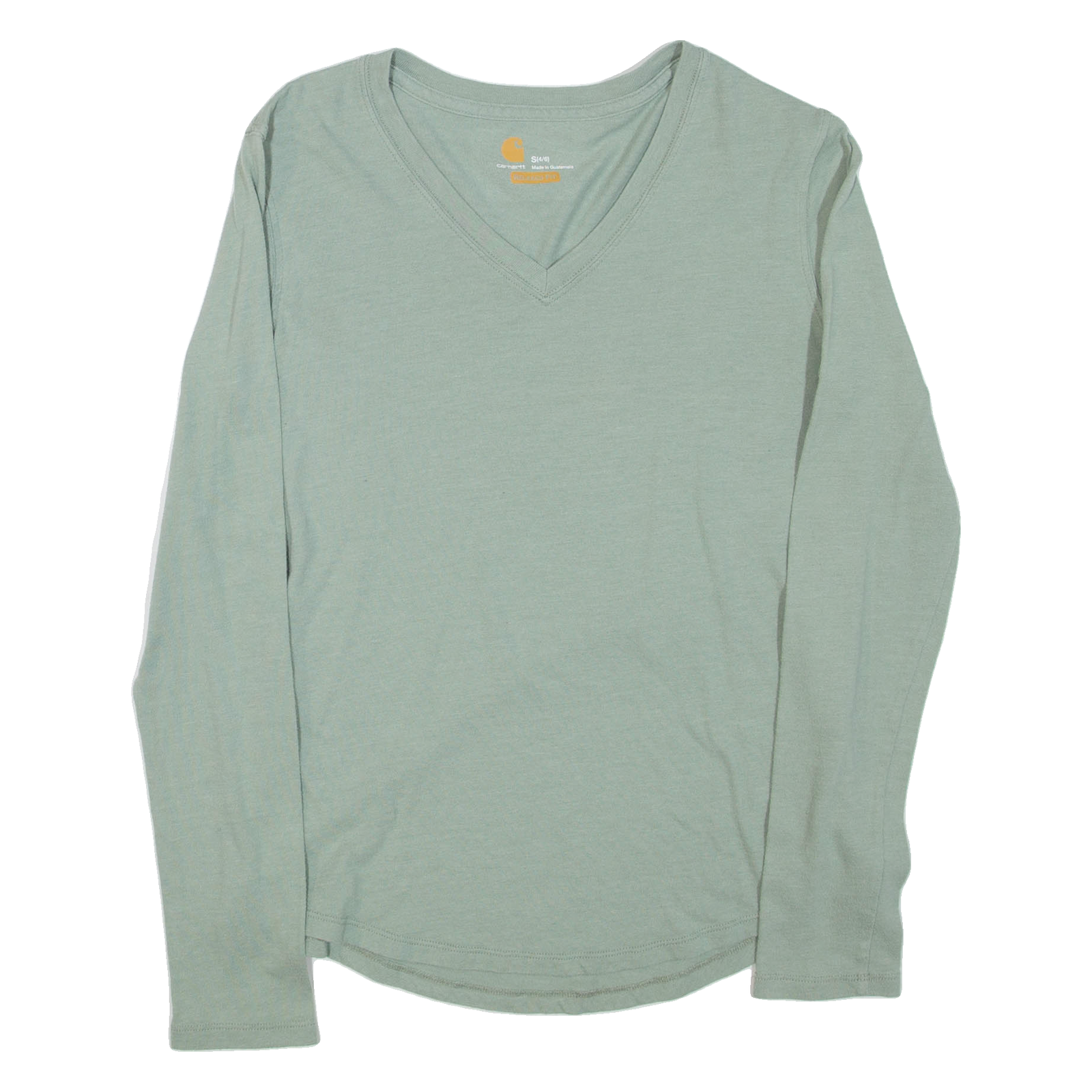CARHARTT Womens T-Shirt Green Long Sleeve V-Neck S Refurbished - N/A refurbished available on Cerqular