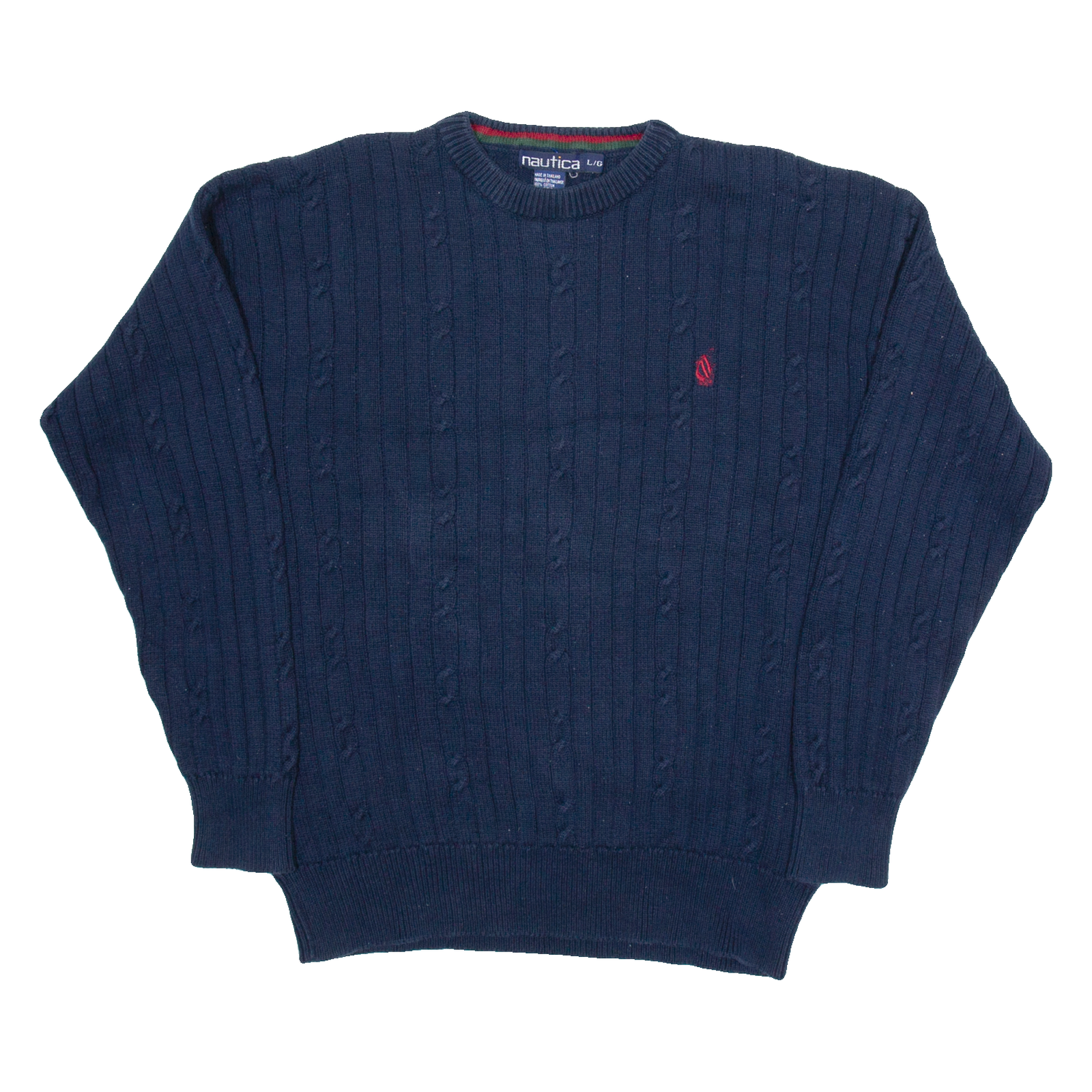 NAUTICA Mens Jumper Blue Cable Knit L Refurbished - N/A refurbished available on Cerqular