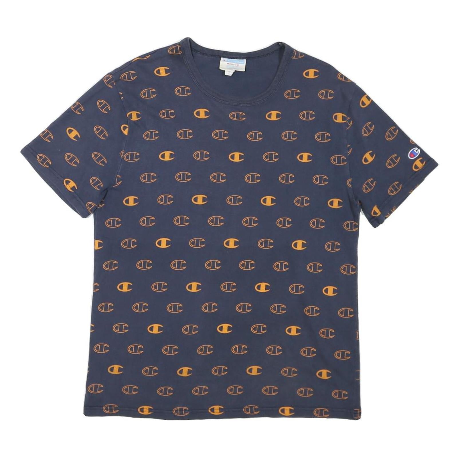 CHAMPION Mens Blue & Orange Graphic T-Shirt M Short Sleeve Crew Neck Branded Refurbished - N/A refurbished available on Cerqular