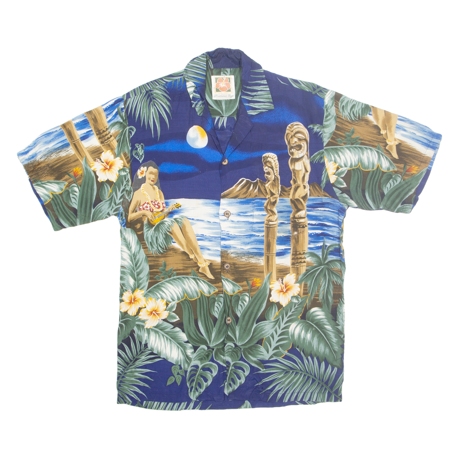 HAWAIIAN JOB Mens Hawaiian Shirt Blue Crazy Pattern S Refurbished - N/A refurbished available on Cerqular