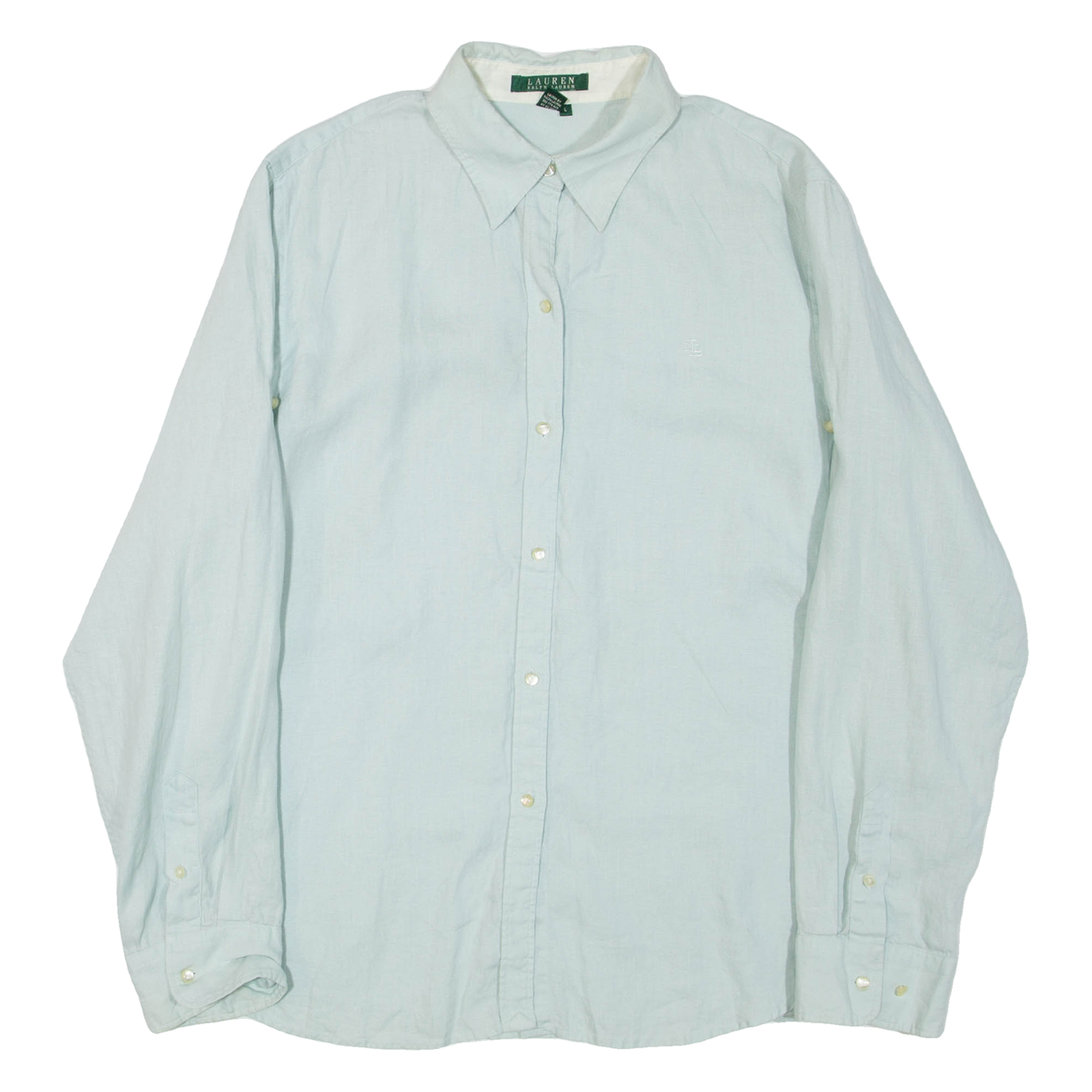 LAUREN RALPH LAUREN Womens Plain Shirt Blue Long Sleeve L Refurbished - N/A refurbished available on Cerqular