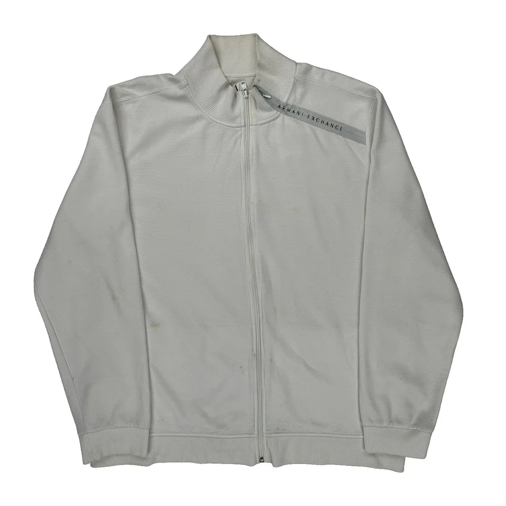Buy Armani Exchange Track Jacket - 2XL White Cotton Refurbished - $73.69 Armani Exchange Track Jacket - 2XL White Cotton Refurbished - Thrifted (note: this is a term often used to describe second- refurbished available on Cerqular