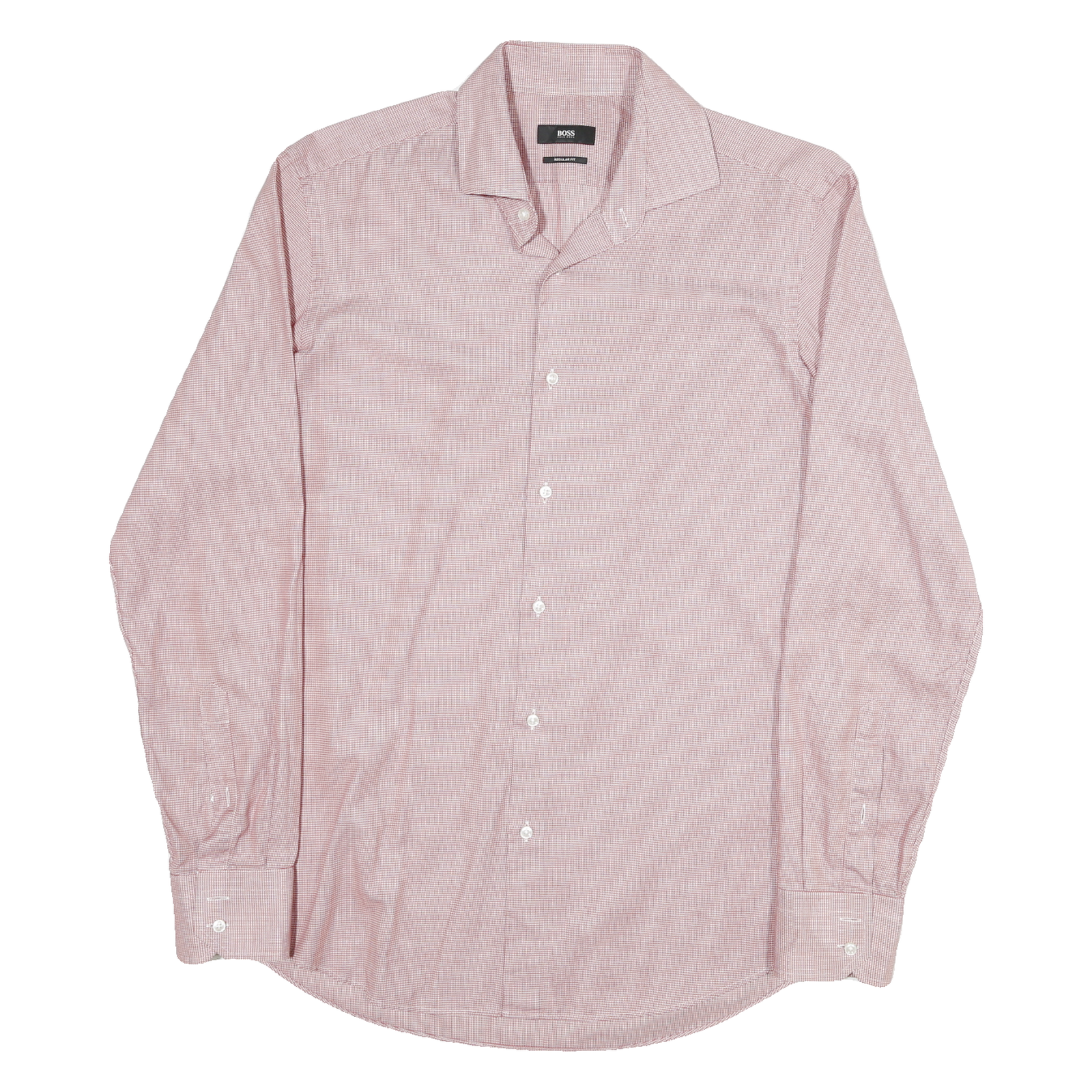 BOSS Mens Red Plain Regular Fit Shirt M Button Collar Cotton Blend Formal Refurbished - N/A refurbished available on Cerqular