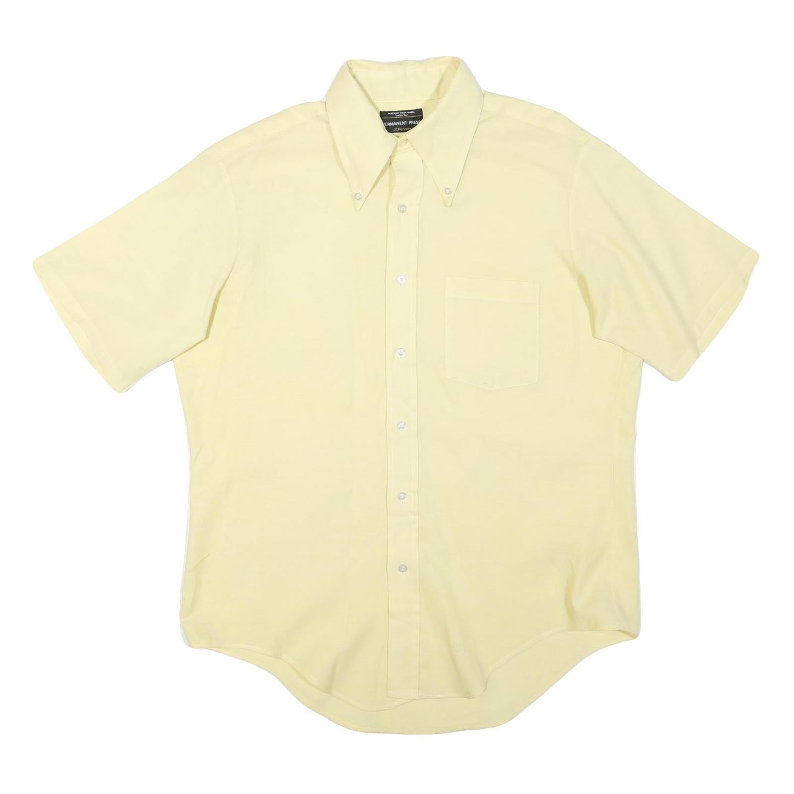 Mens Yellow Plain Cotton Blend Shirt M Button-Down Collar Short Sleeve Casual Refurbished - N/A refurbished available on Cerqular
