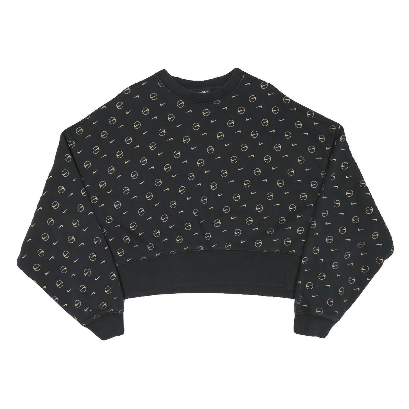 Buy NIKE Womens Black Cotton Blend Crew Neck M All Over Print Sweatshirt Cropped Refurbished - $41.59 NIKE Womens Black Cotton Blend Crew Neck M All Over Print Sweatshirt Cropped Refurbished - N/A refurbished available on Cerqular