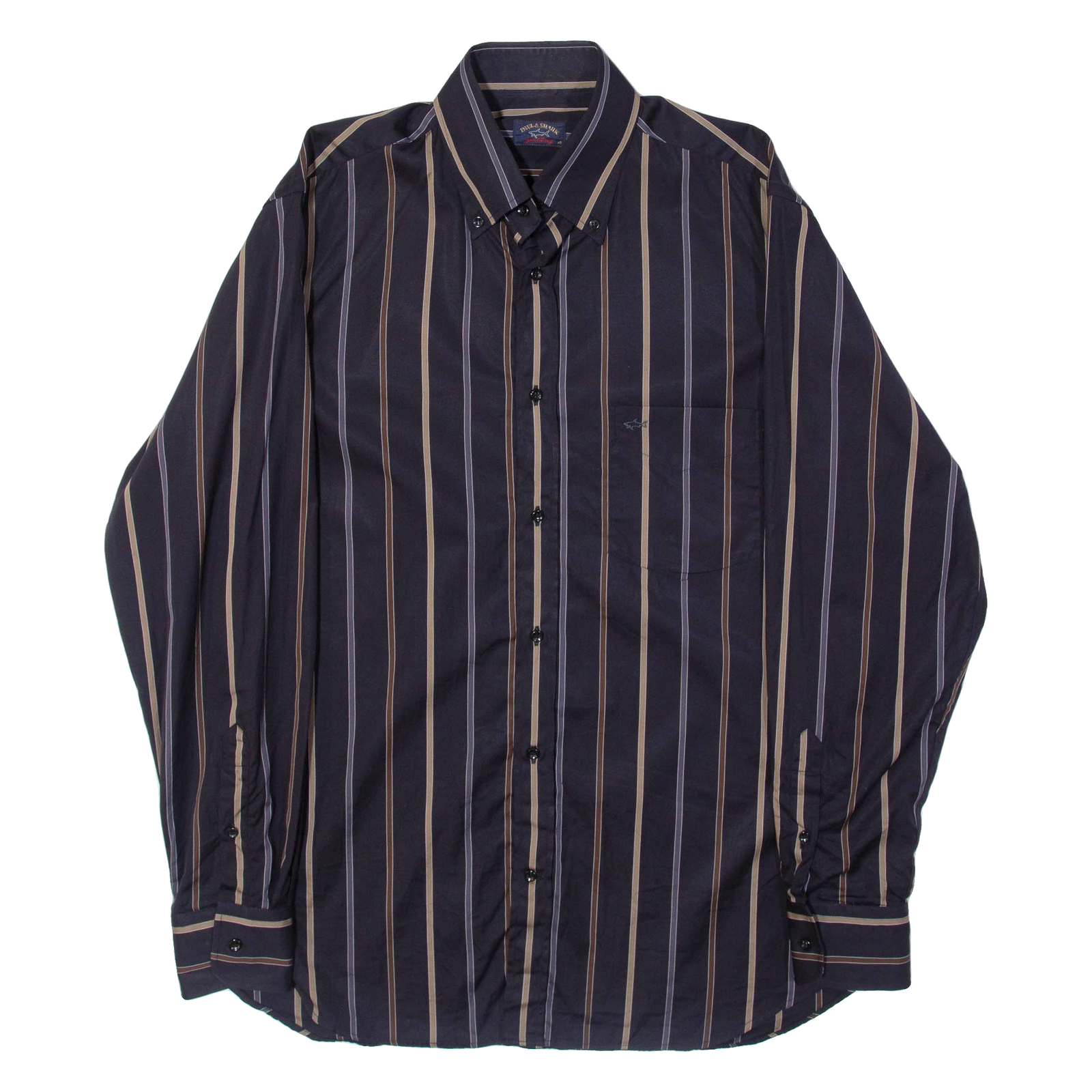 PAUL & SHARK Mens Shirt Brown Striped Long Sleeve L Refurbished - N/A refurbished available on Cerqular