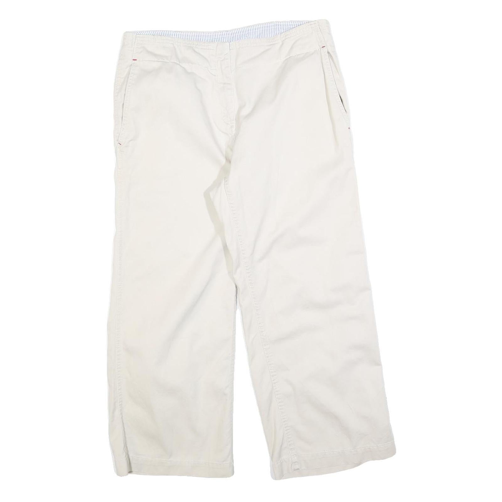 TOMMY HILFIGER Womens Cotton Blend Cream Relaxed Straight Trousers W32 L25 Refurbished - N/A refurbished available on Cerqular