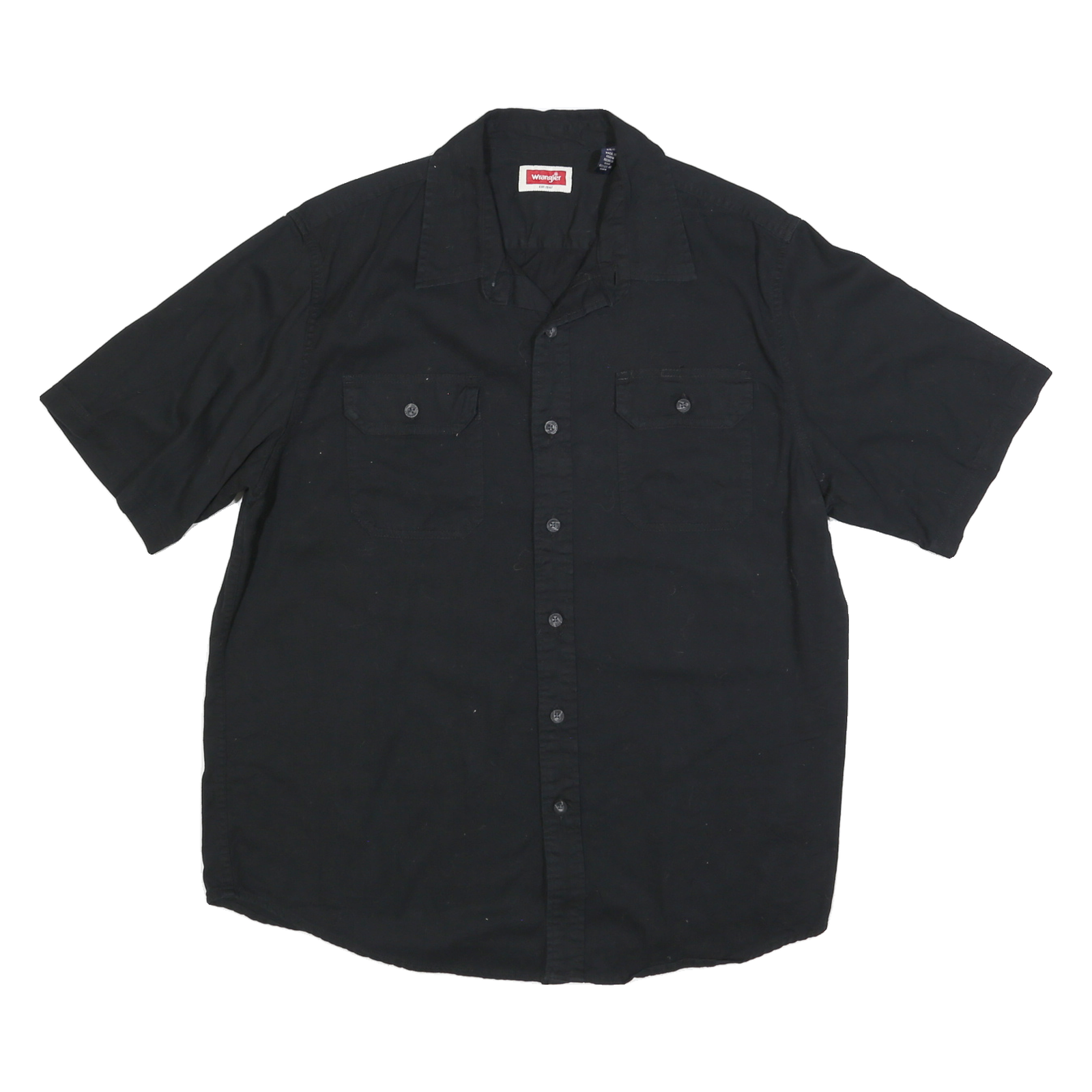 WRANGLER Mens Black Casual Cotton Shirt L Button Pocket Short Sleeve Refurbished - N/A refurbished available on Cerqular