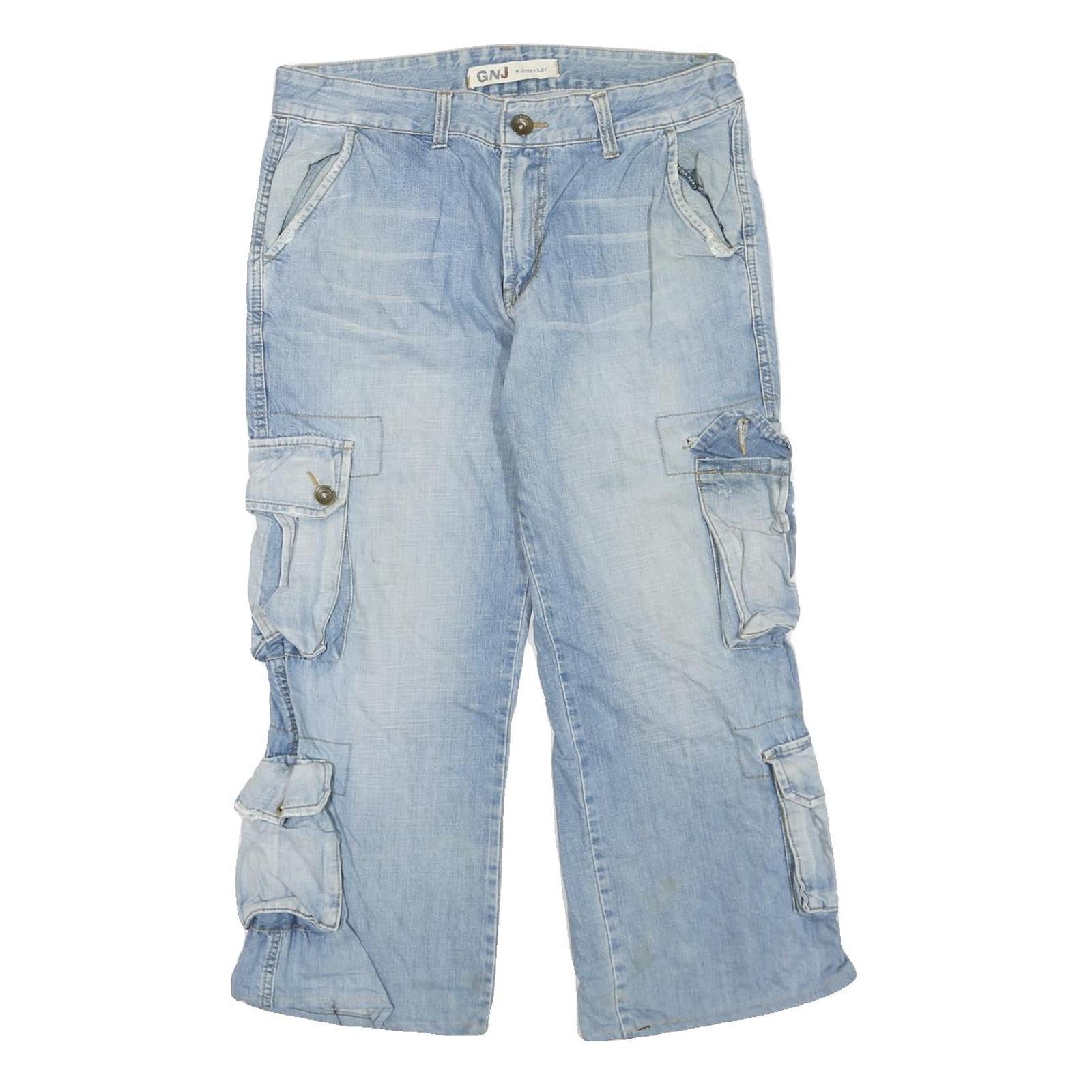 GNJ Mens Regular Fit Blue Cargo Cotton Blend Jeans W36 L26 Pockets Zip Closure Refurbished - N/A refurbished available on Cerqular