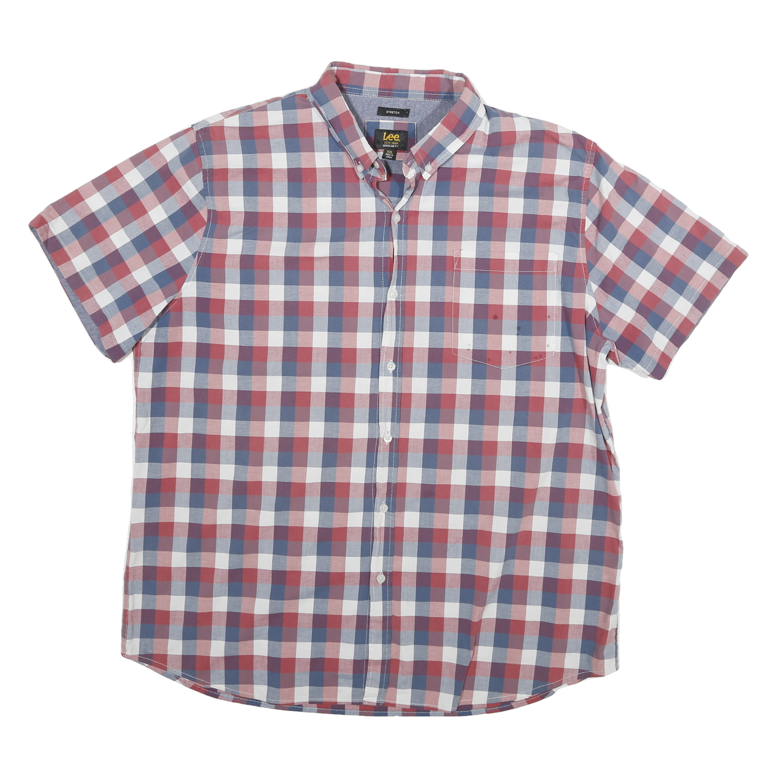 LEE Mens Red & Blue Checked Cotton Blend Shirt 2XL Button Down Casual Summer Refurbished - N/A refurbished available on Cerqular