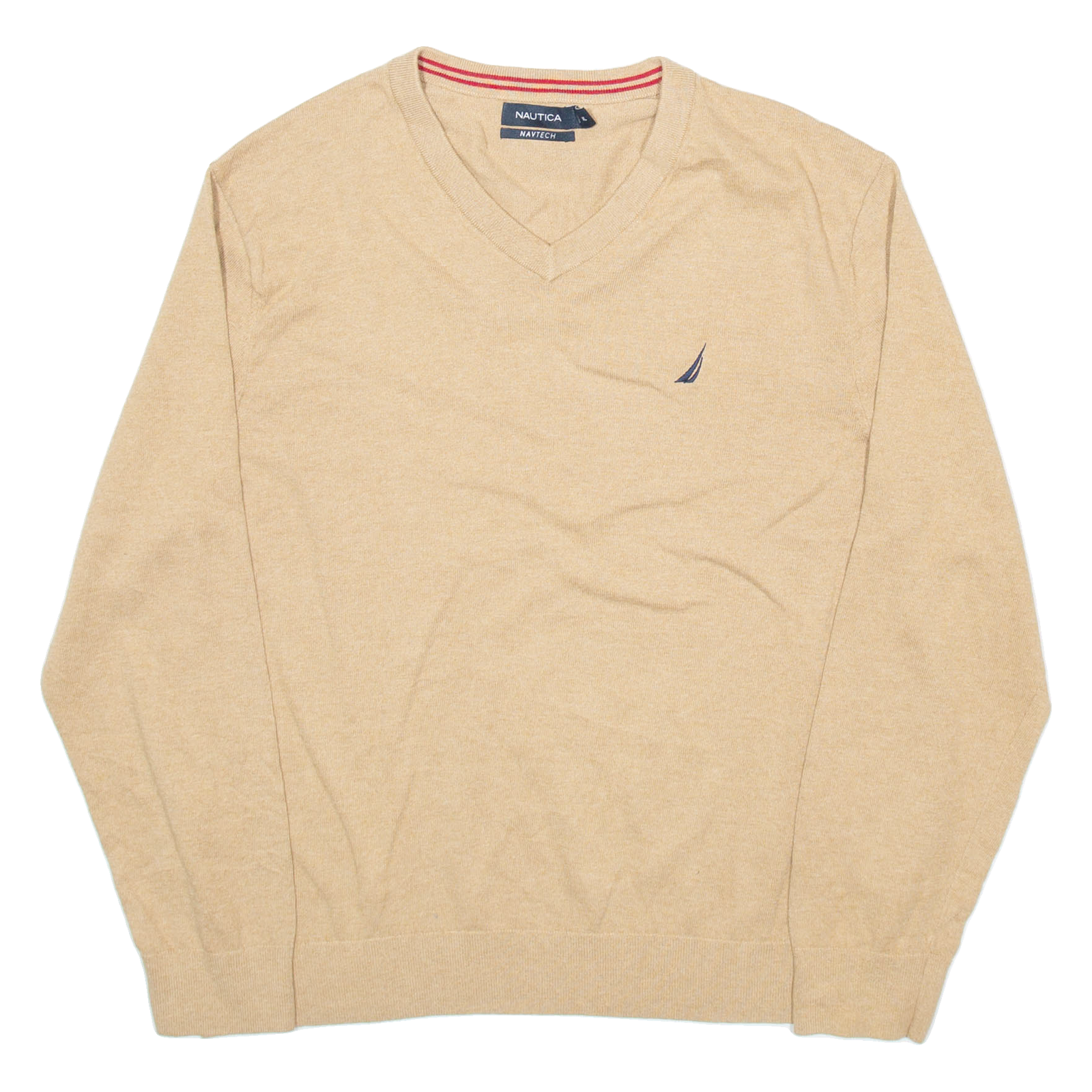 NAUTICA Mens Jumper Beige V-Neck Tight Knit XL Refurbished - N/A refurbished available on Cerqular