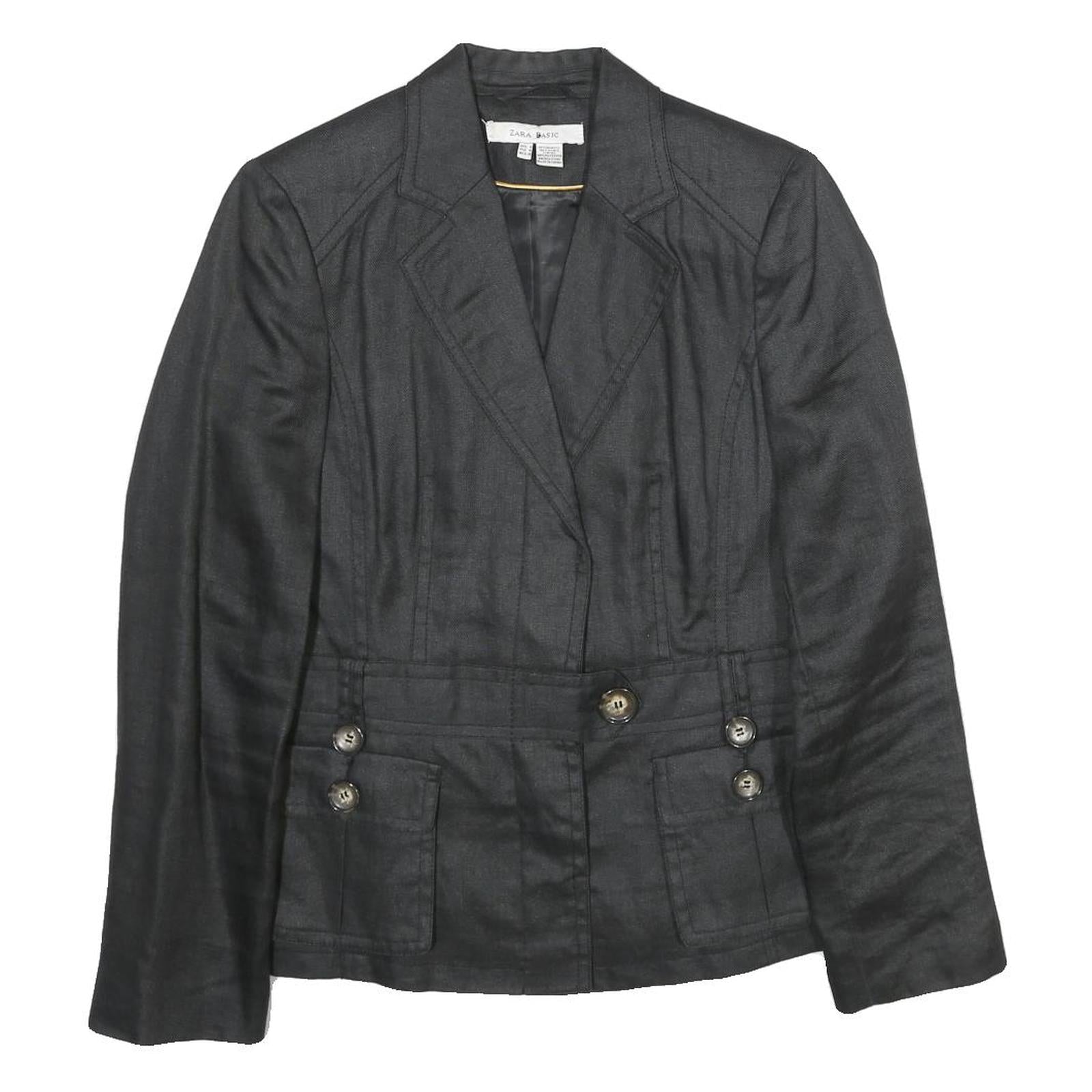 ZARA Womens Black Button Synthetic Jacket M Synthetic Tailored Plain Button Refurbished - N/A refurbished available on Cerqular