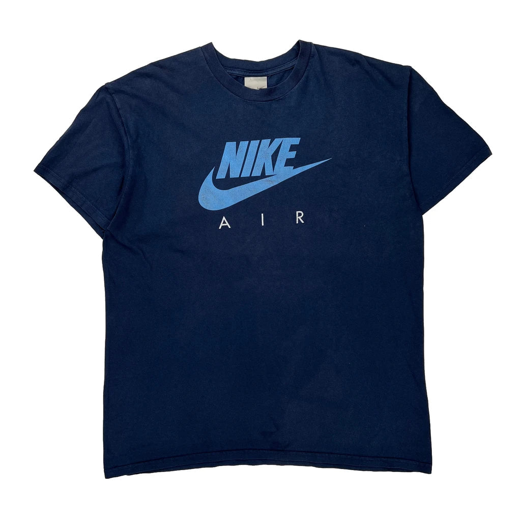 Nike Graphic T-Shirt - XL Blue Cotton Refurbished - Thrifted (note: this is a term often used to describe second- refurbished available on Cerqular