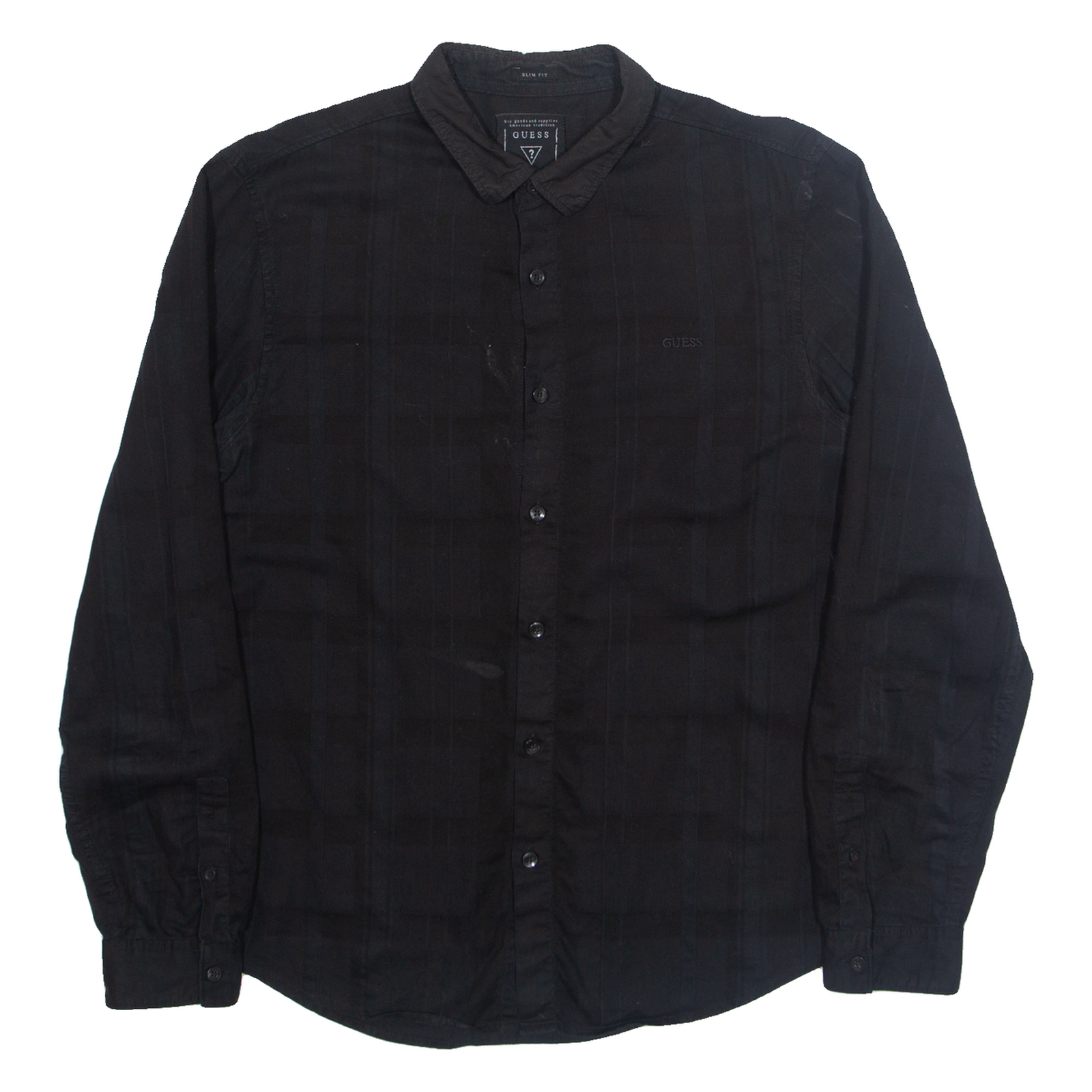 GUESS Slim Fit Mens Plain Shirt Black Long Sleeve M Refurbished - N/A refurbished available on Cerqular