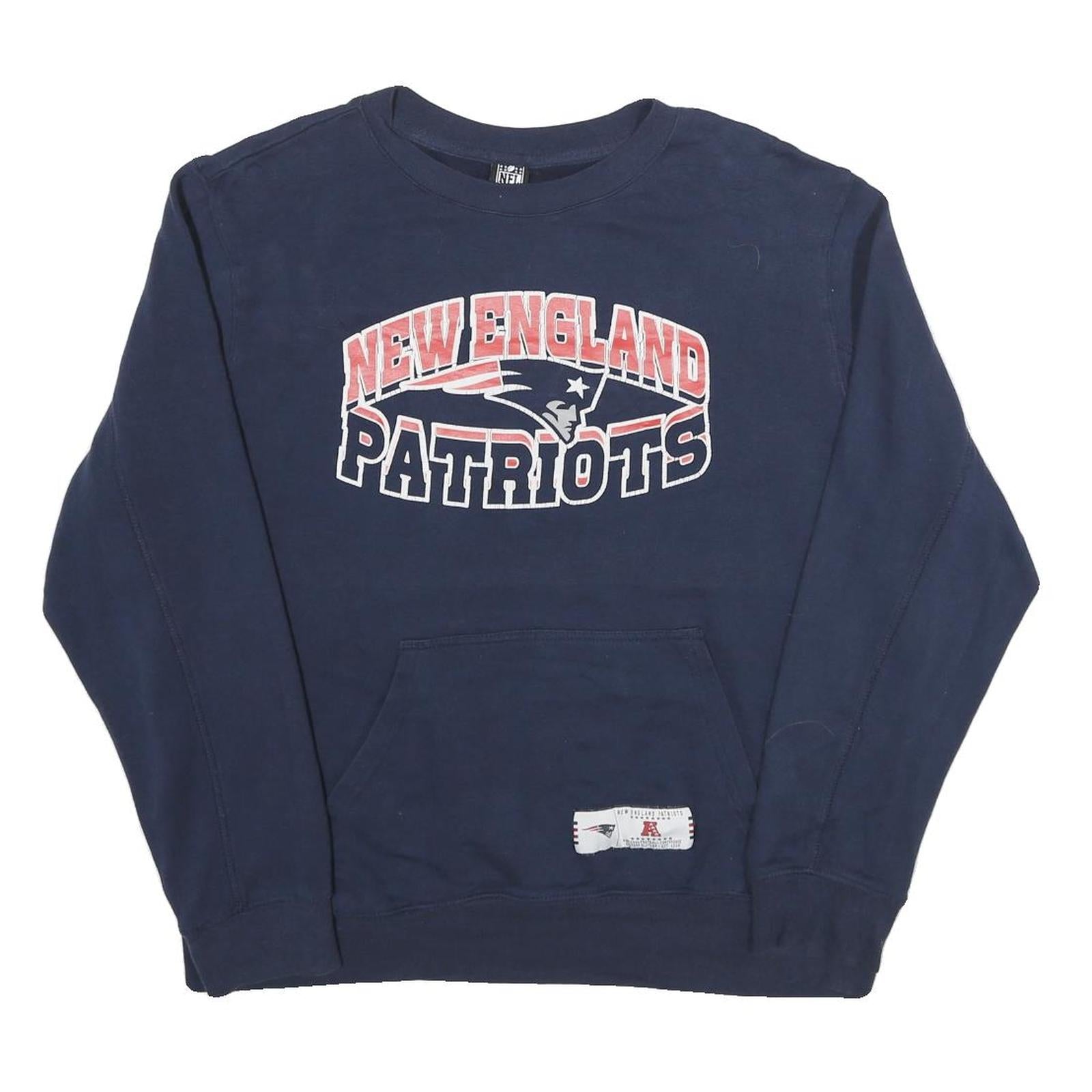 NFL Mens Blue Navy New England Patriots Crew Neck L Cotton Blend Pullover Refurbished - N/A refurbished available on Cerqular