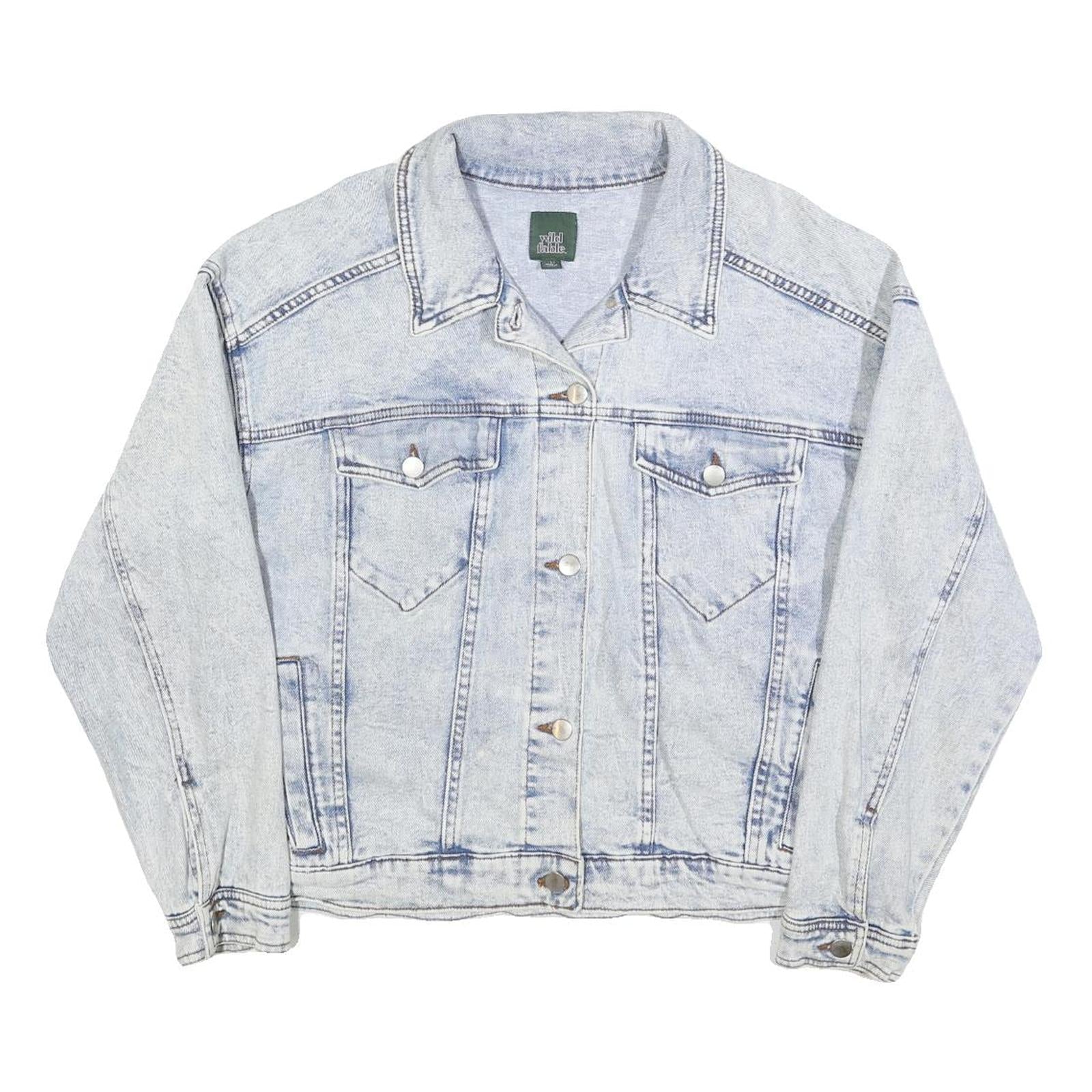 WILD FABLE Womens Light Blue Cotton Denim Jacket L Classic Button Closure Refurbished - N/A refurbished available on Cerqular