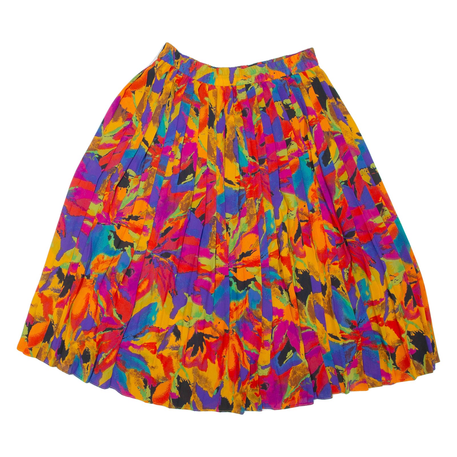 Womens Pleated Skirt Orange Midi Floral M Refurbished - N/A refurbished available on Cerqular