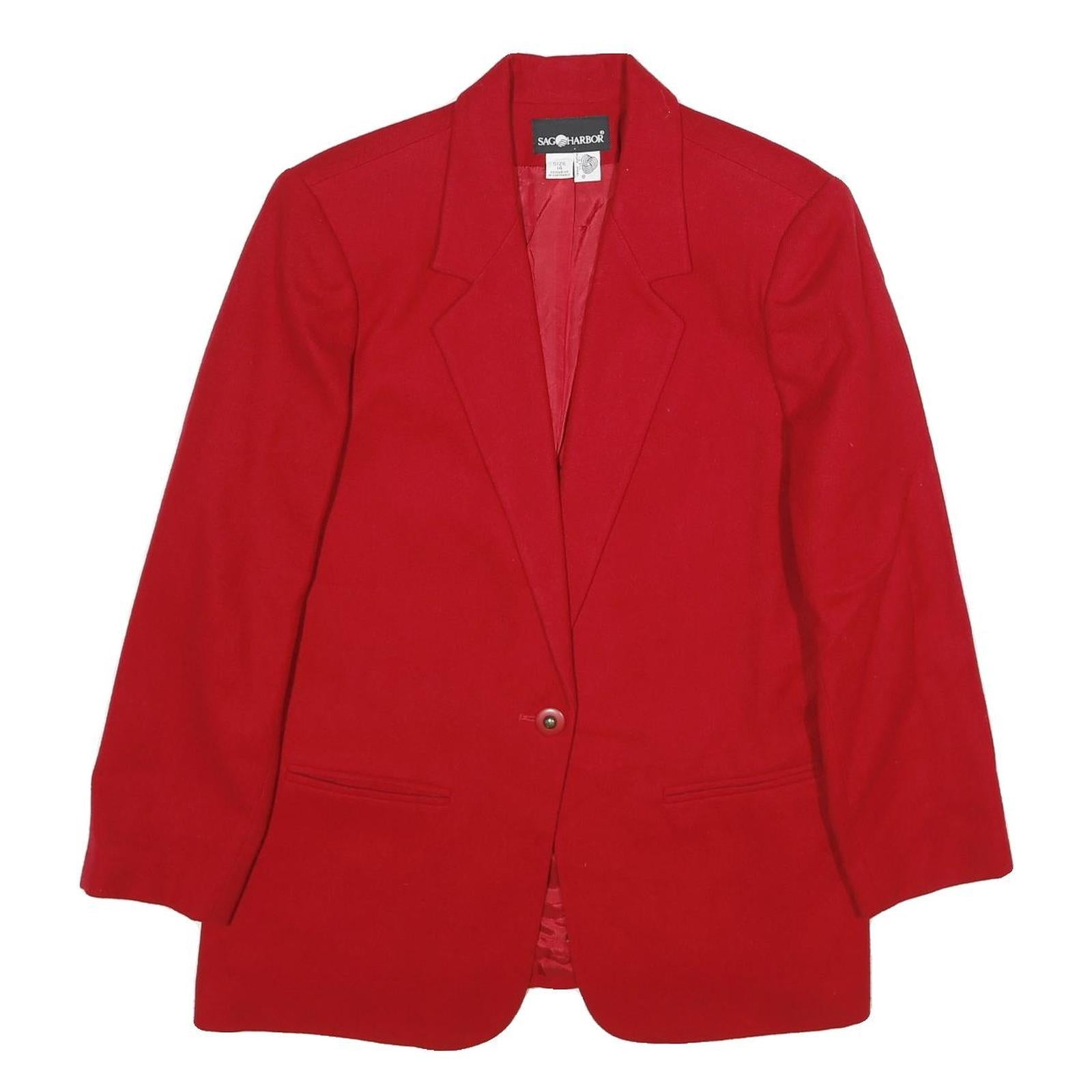 SAG HARBOR Womens Red Wool Blazer Jacket UK 18 Classic Tailored Button Closure Refurbished - N/A refurbished available on Cerqular