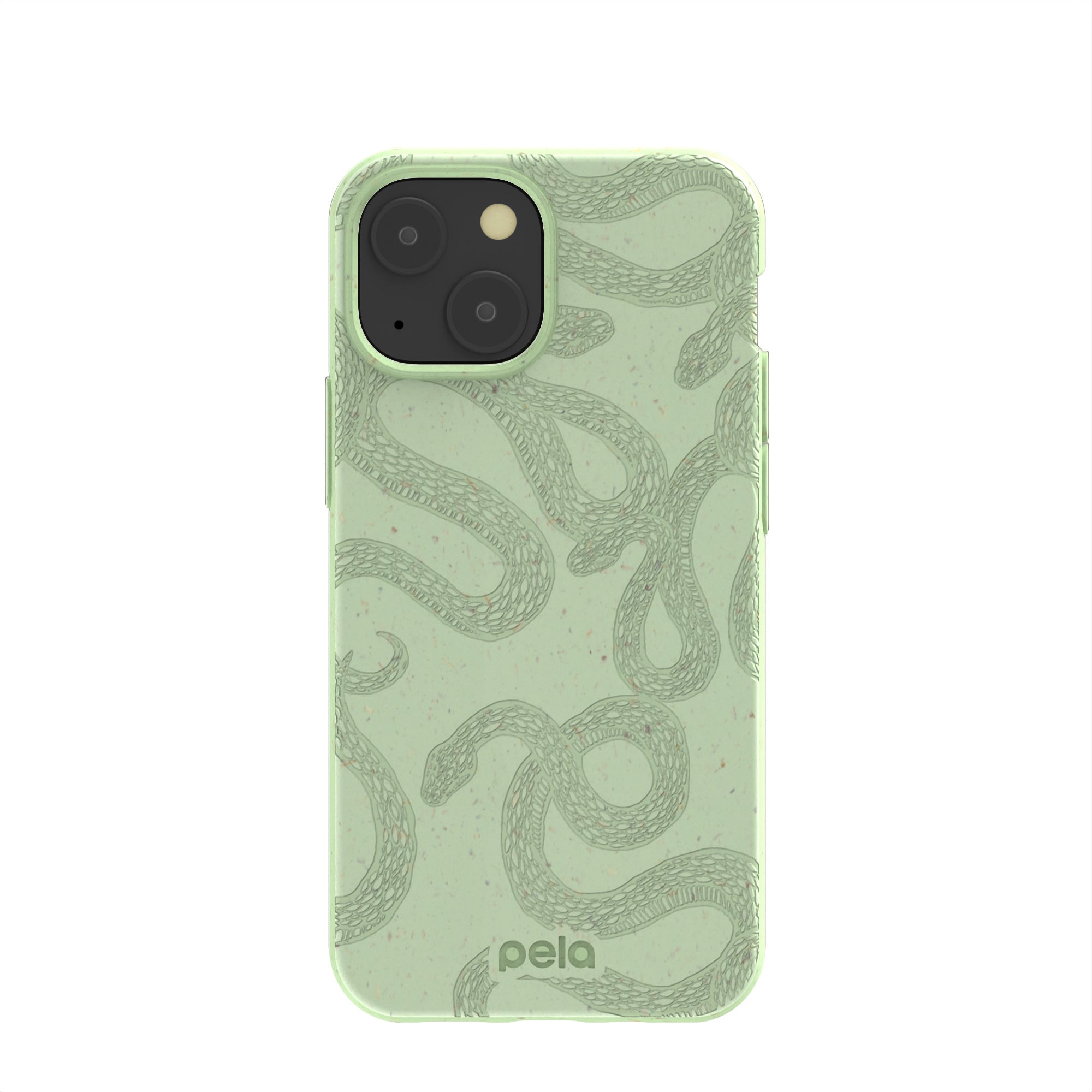 Sage Green Snaky iPhone 13 Mini Case Refurbished - Pela Case refurbished available on Cerqular