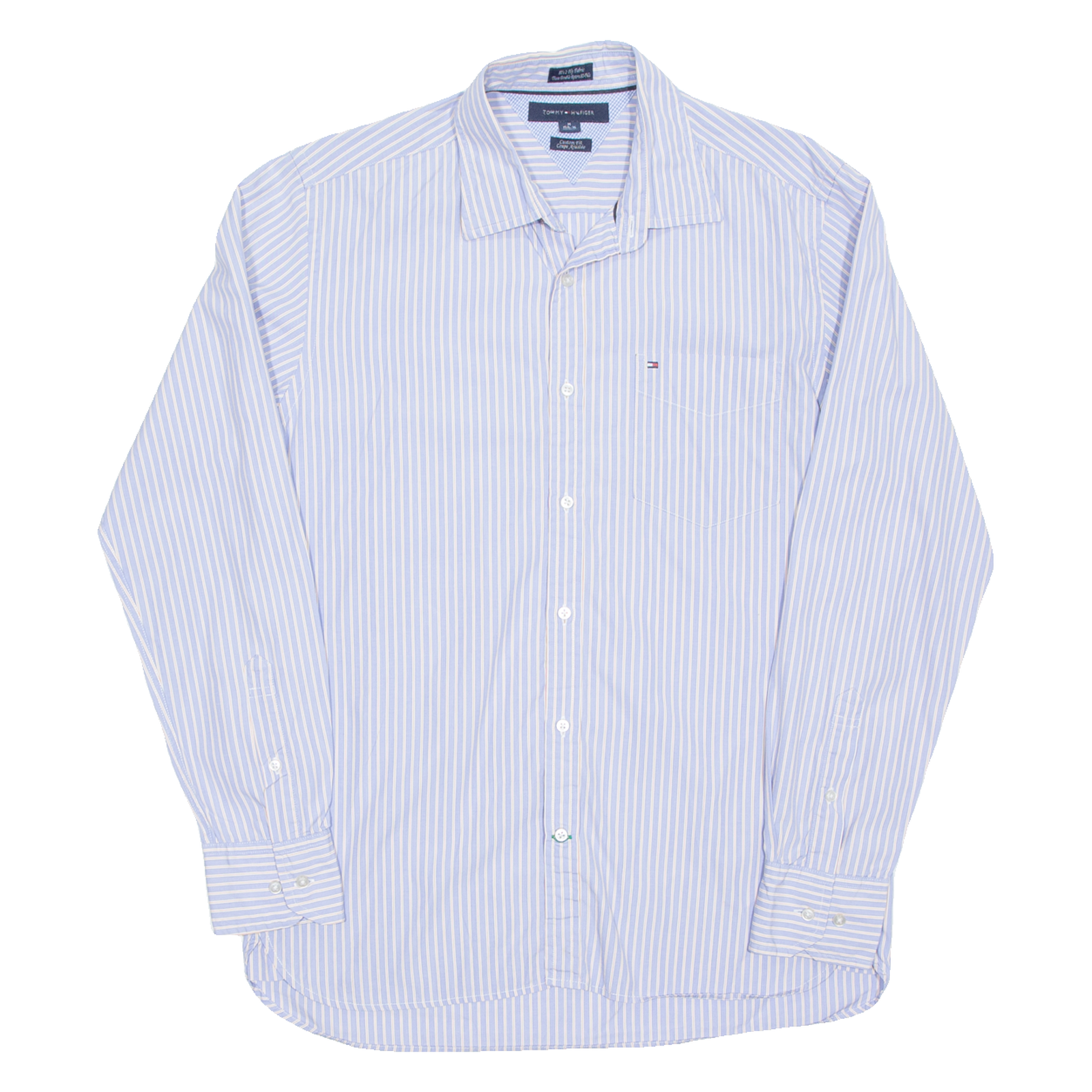 TOMMY HILFIGER Custom Fit Mens Shirt Blue Striped Long Sleeve M Refurbished - N/A refurbished available on Cerqular