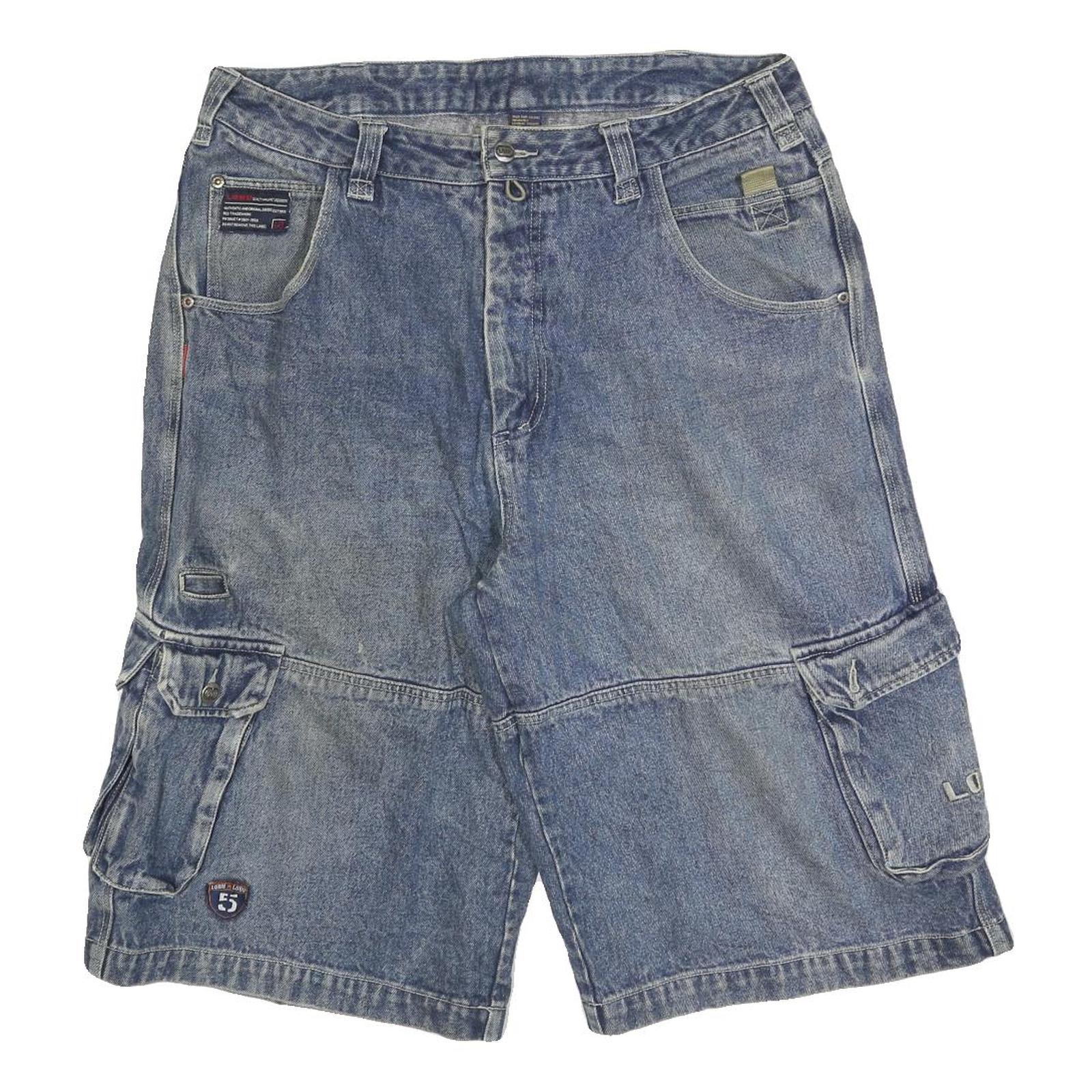 LOBU Mens Denim Blue Cargo Shorts Size L W36 Casual Cotton Blend Refurbished - N/A refurbished available on Cerqular