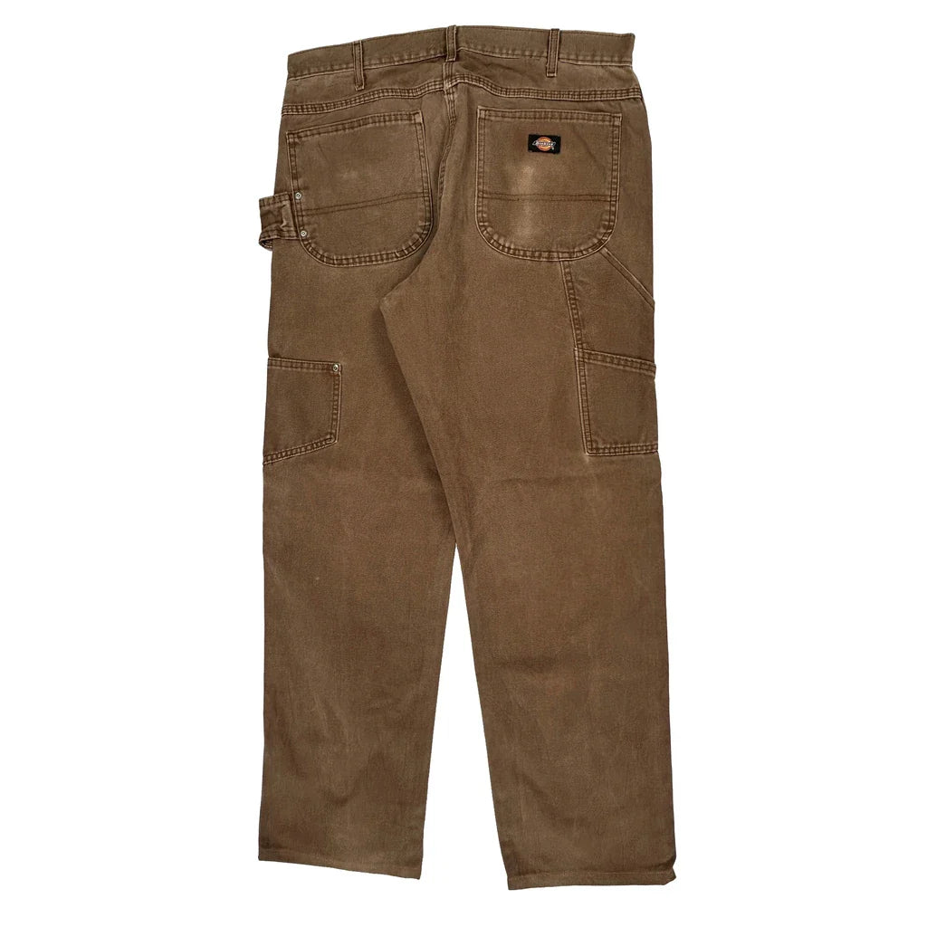 Dickies Double Knee Carpenter Trousers - 32W 31L Brown Cotton Refurbished - Thrifted (note: this is a term often used to describe second- refurbished available on Cerqular