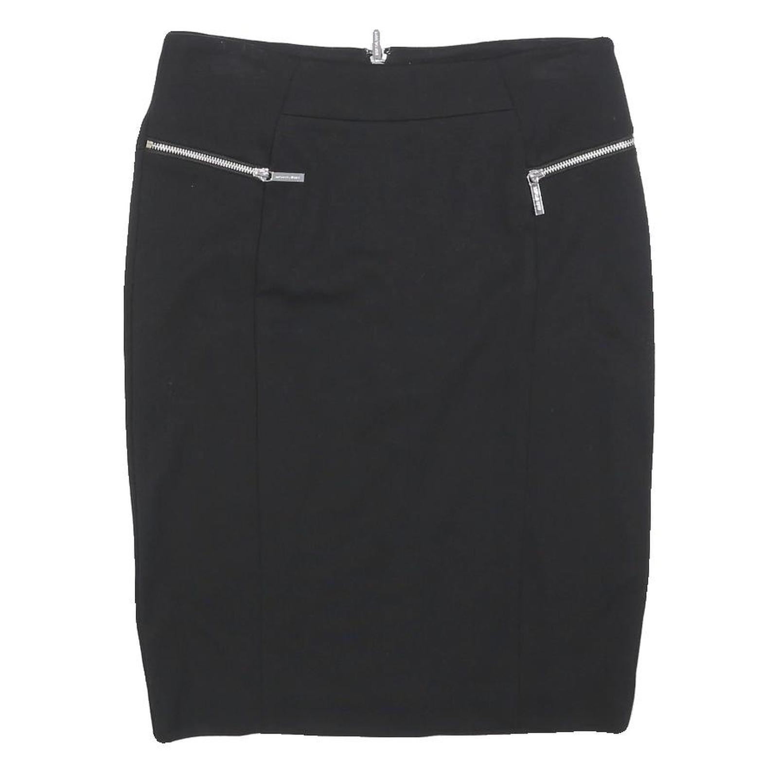 MICHAEL KORS Womens Black Pencil Knee Length Woven Skirt Size M Elegant Zip Refurbished - N/A refurbished available on Cerqular