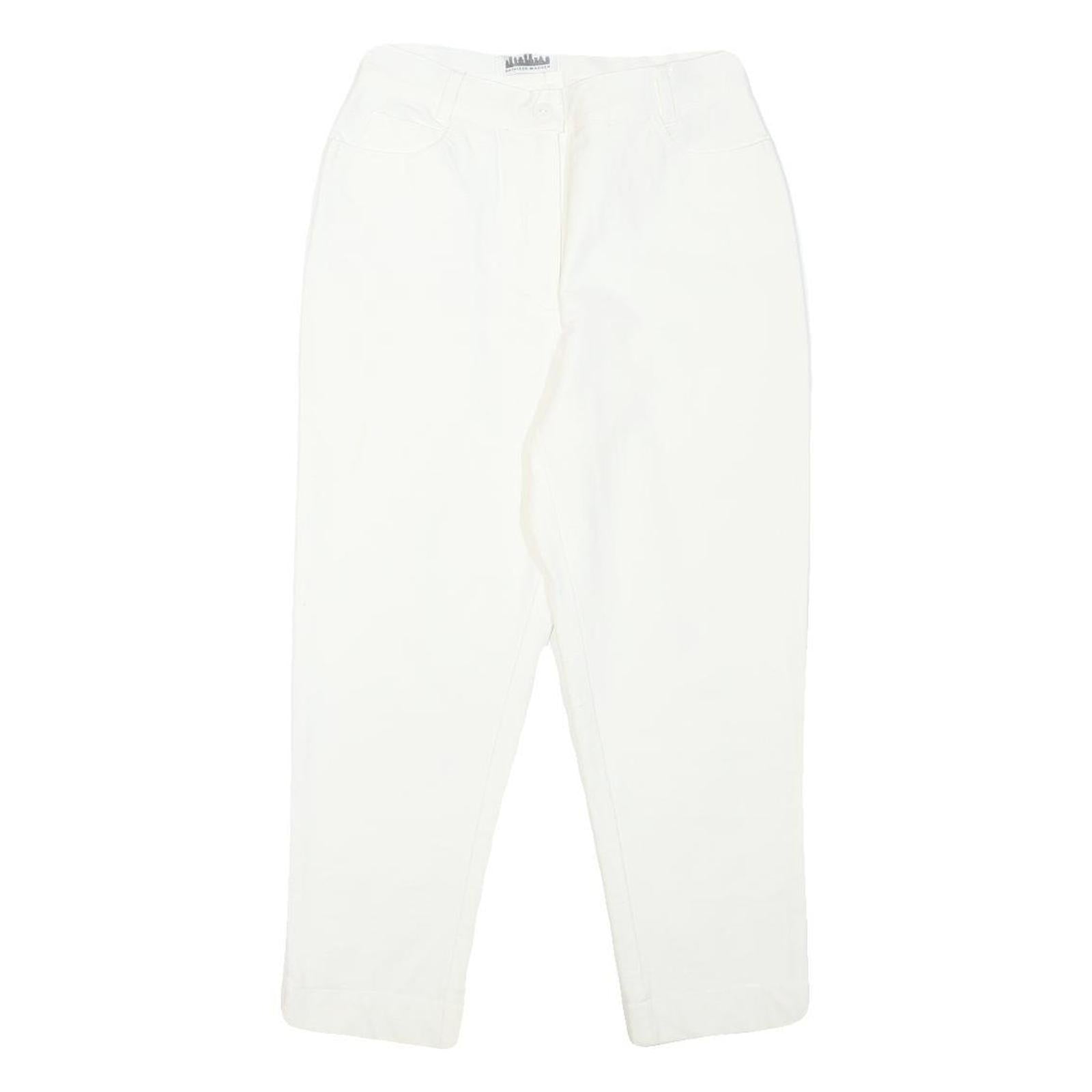 KATHLEEN MADDEN Womens Cotton Blend White Regular Fit Zip Trousers W26 L22 Refurbished - N/A refurbished available on Cerqular
