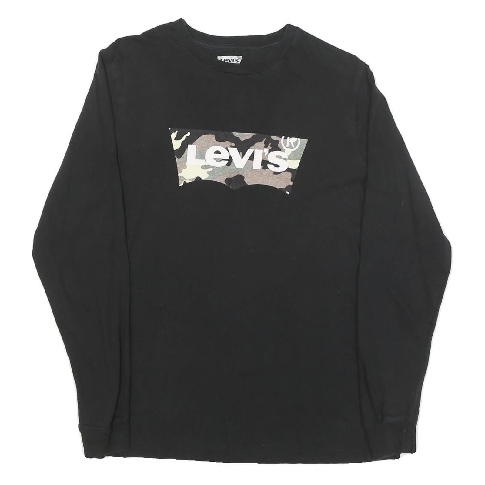 LEVI'S Mens Black Camouflage Graphic T-Shirt S Long Sleeve Crew Neck Cotton Refurbished - N/A refurbished available on Cerqular