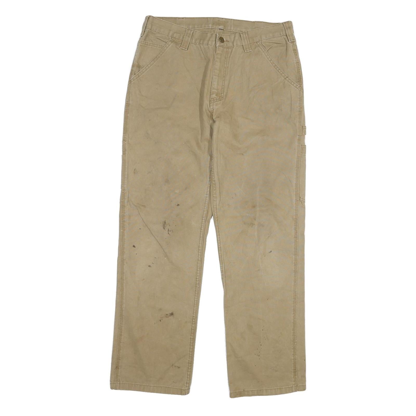 CARHARTT Mens Regular Fit Beige Cotton Blend Denim Zip W32 L30 Workwear Jeans Refurbished - N/A refurbished available on Cerqular