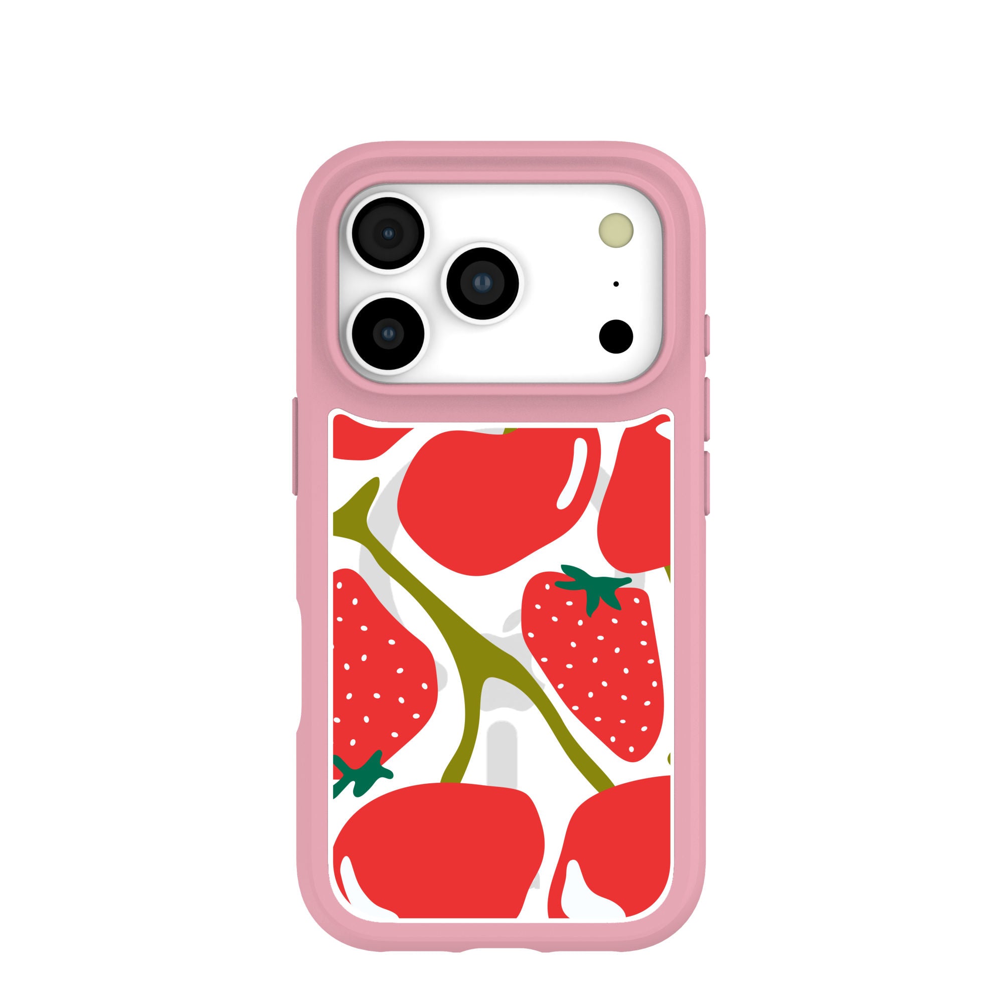 Clear Cherry Berry iPhone 17 Pro Case With Petal Pink Ridge (MagSafe included) Refurbished - Pela Case refurbished available on Cerqular